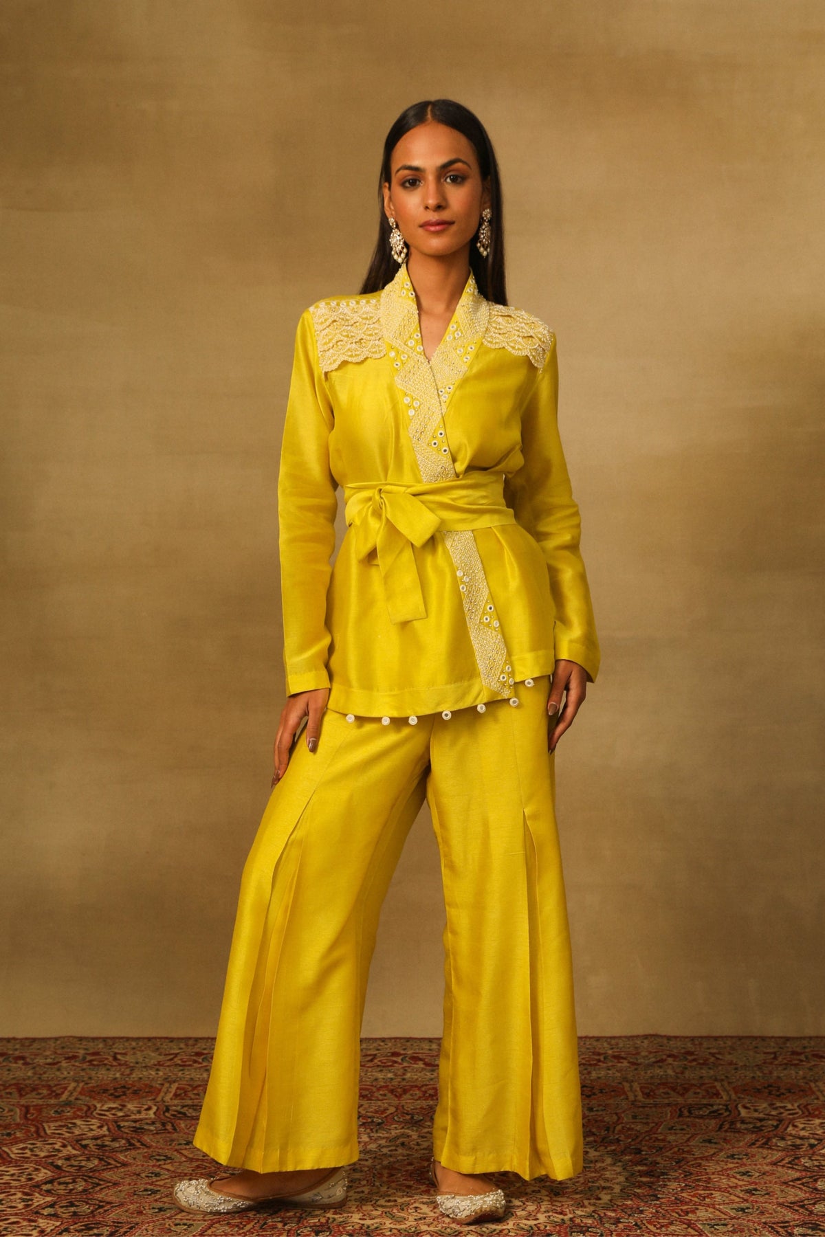 Yellow Belted Co-ord Set