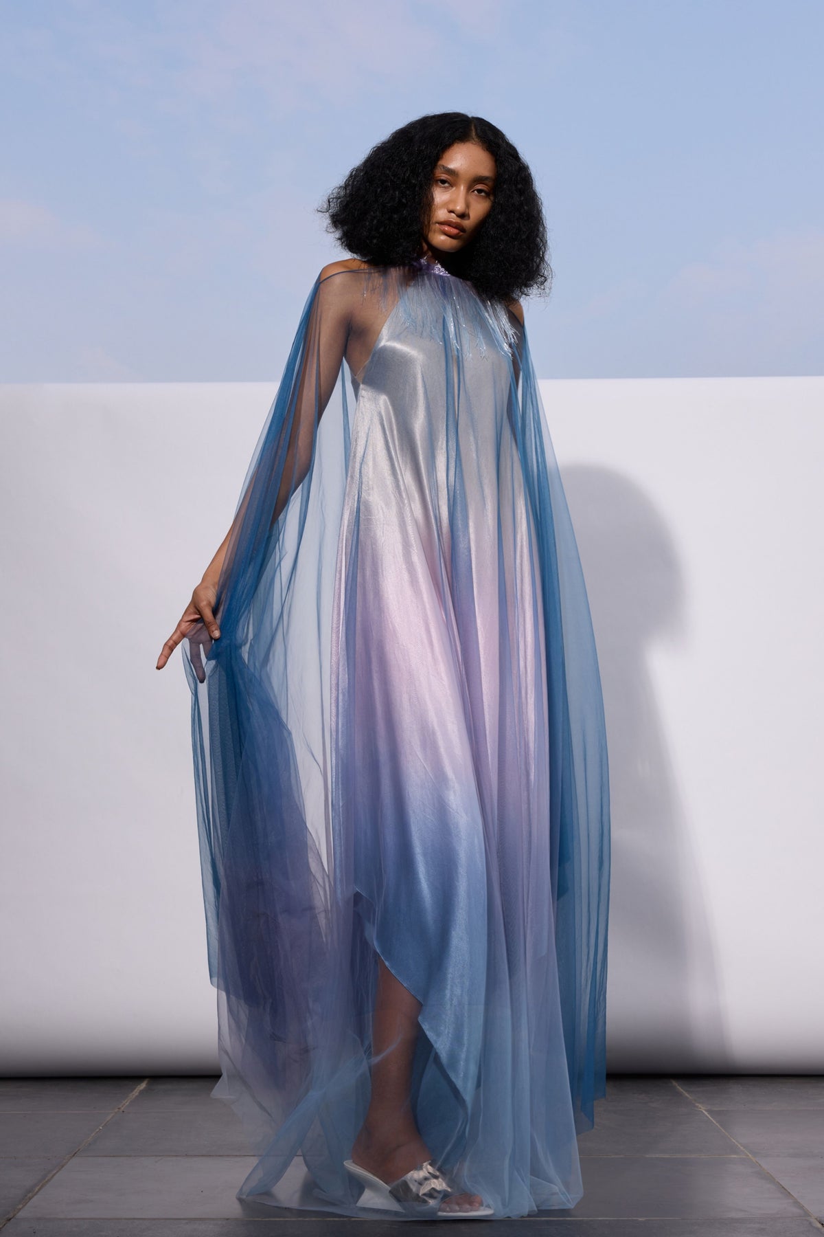 Satin Overlay Kaftan Dress