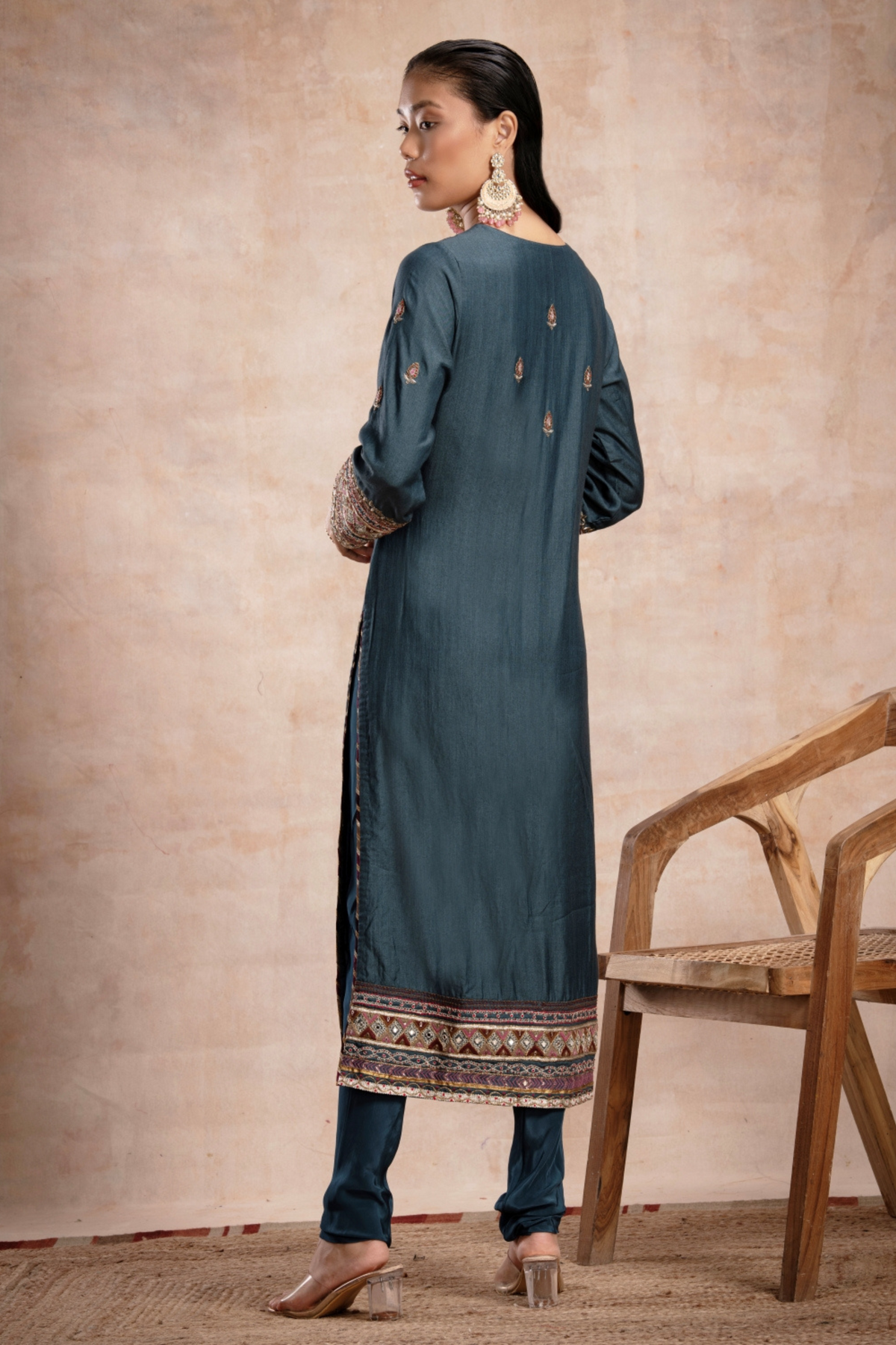 Rabia Straight Suit Set Teal