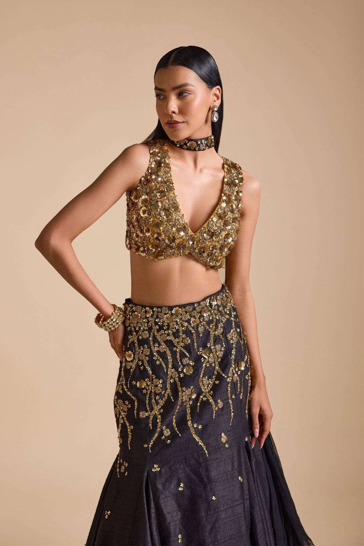 Black Mermaid Style Lehenga Set