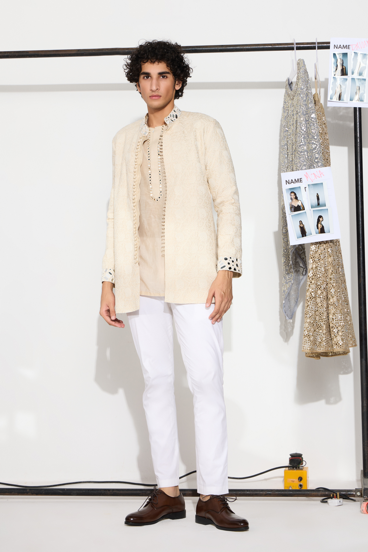 Chikankari Jacket With Mirrorwork