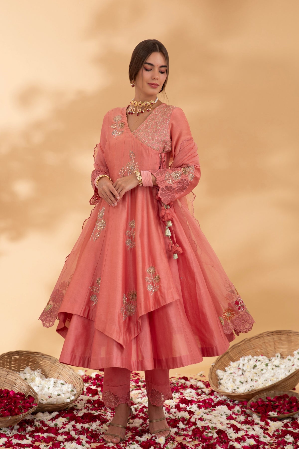 Rougue Pink Angrakha Anarkali Set