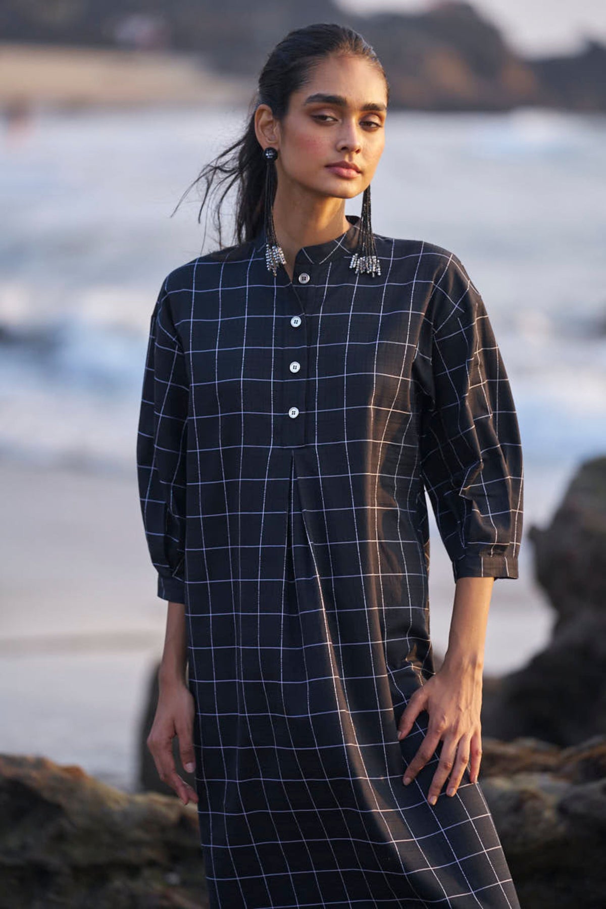 Back Twist Shirt Dress