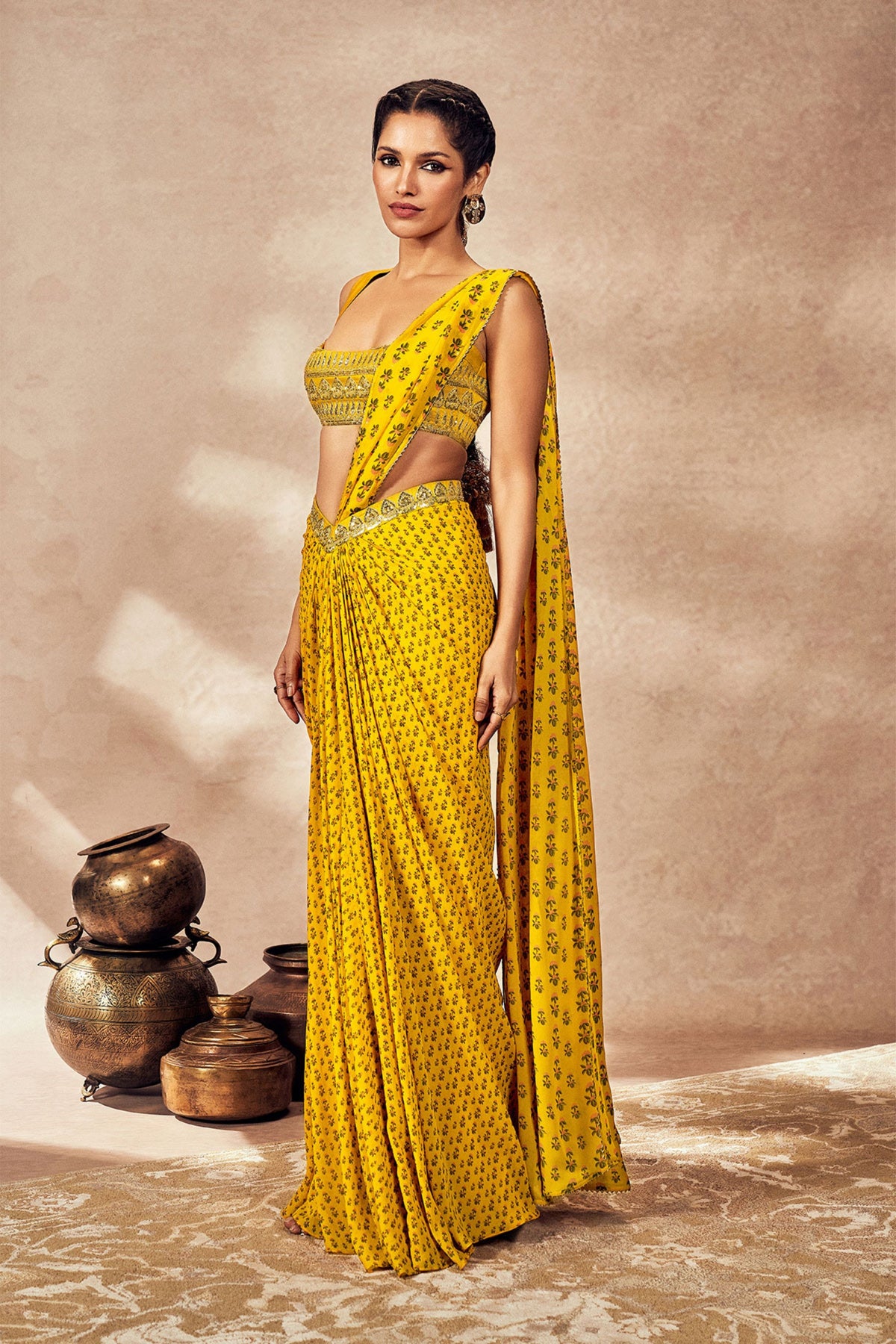 Yellow Pixie Dust Drape Saree