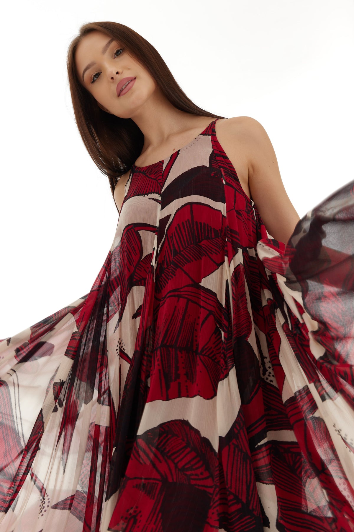 Offwhite and Red Long Dress