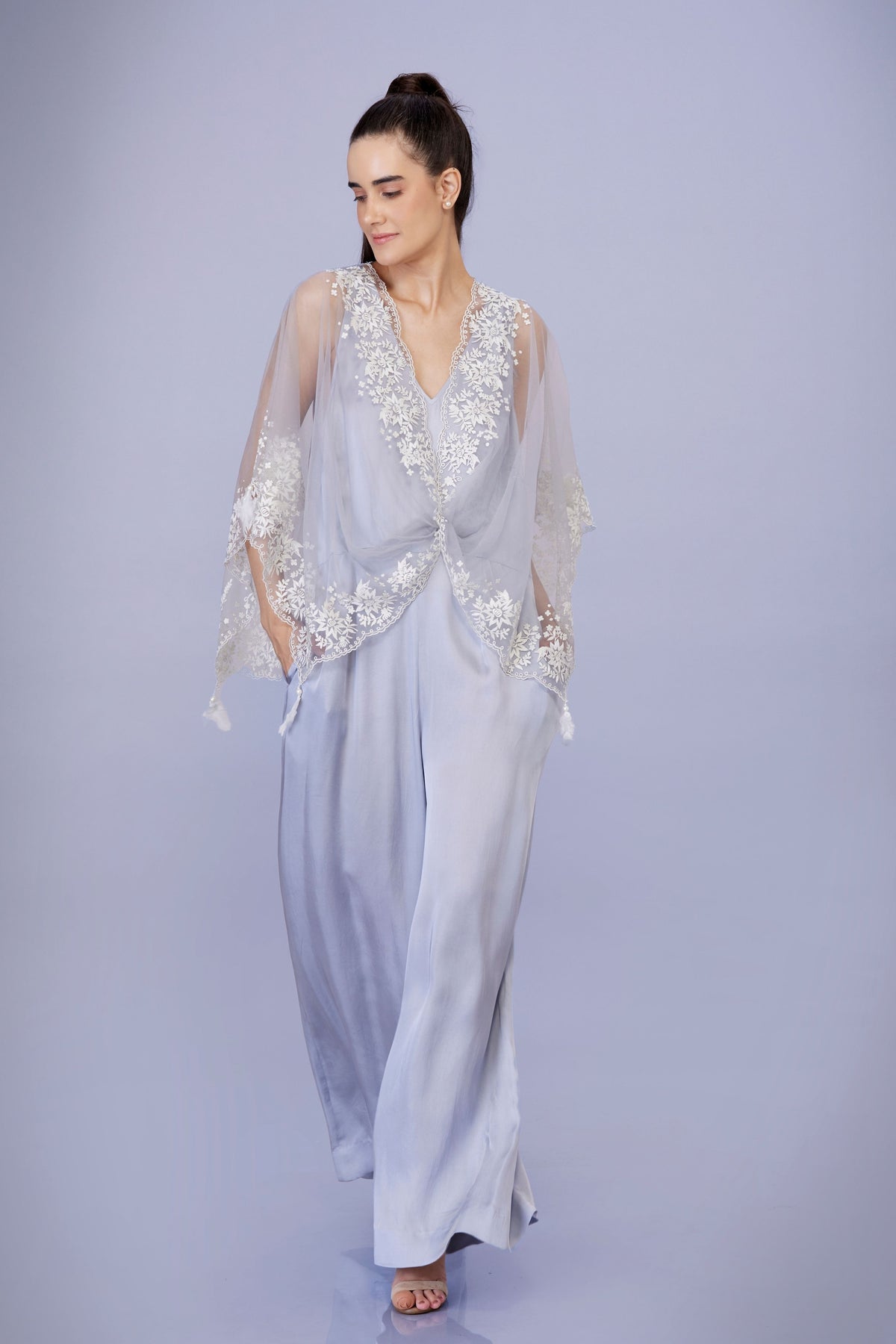 Light Grey Kaftan With Jumpsuit