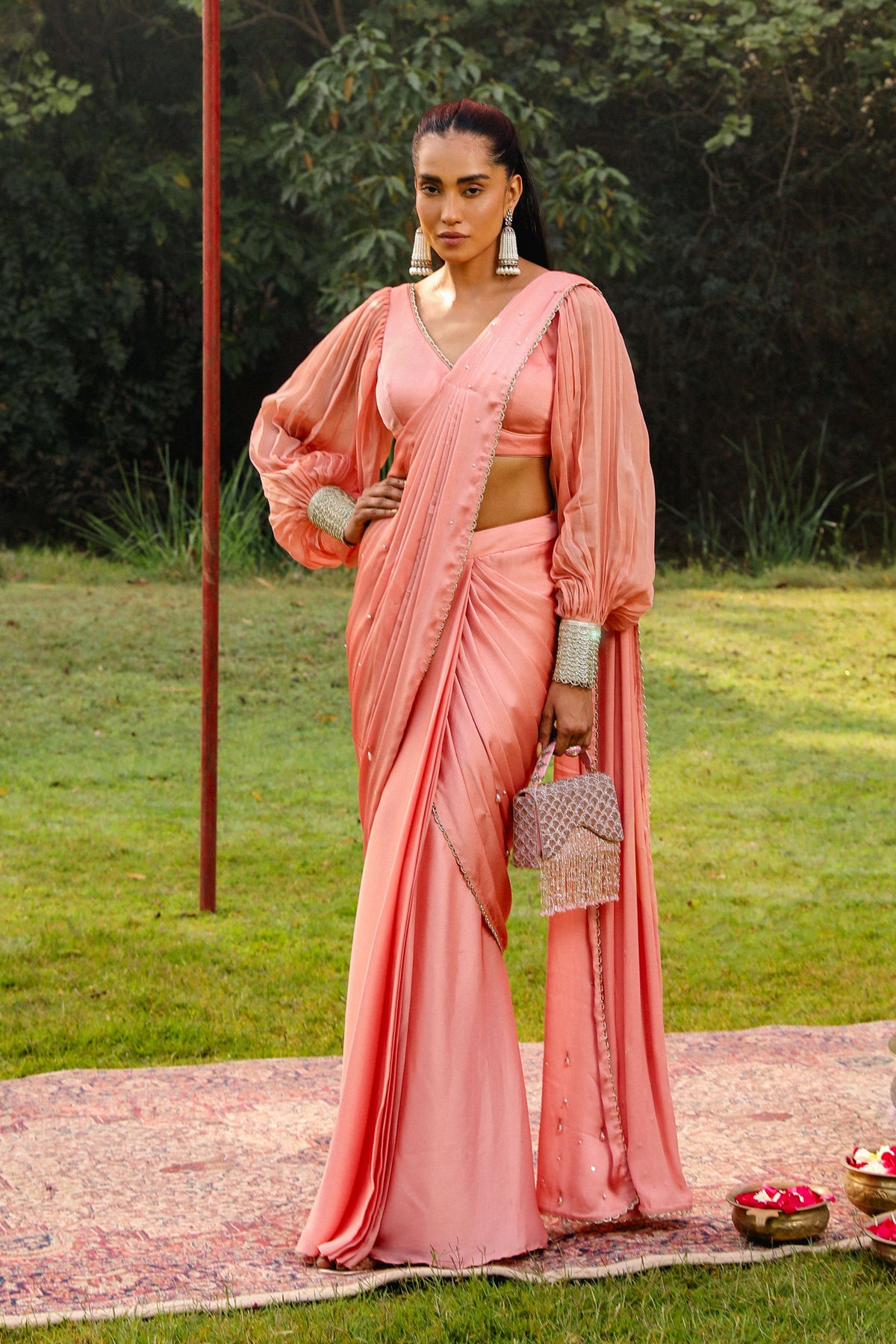 Ayesha Peach Drape Saree