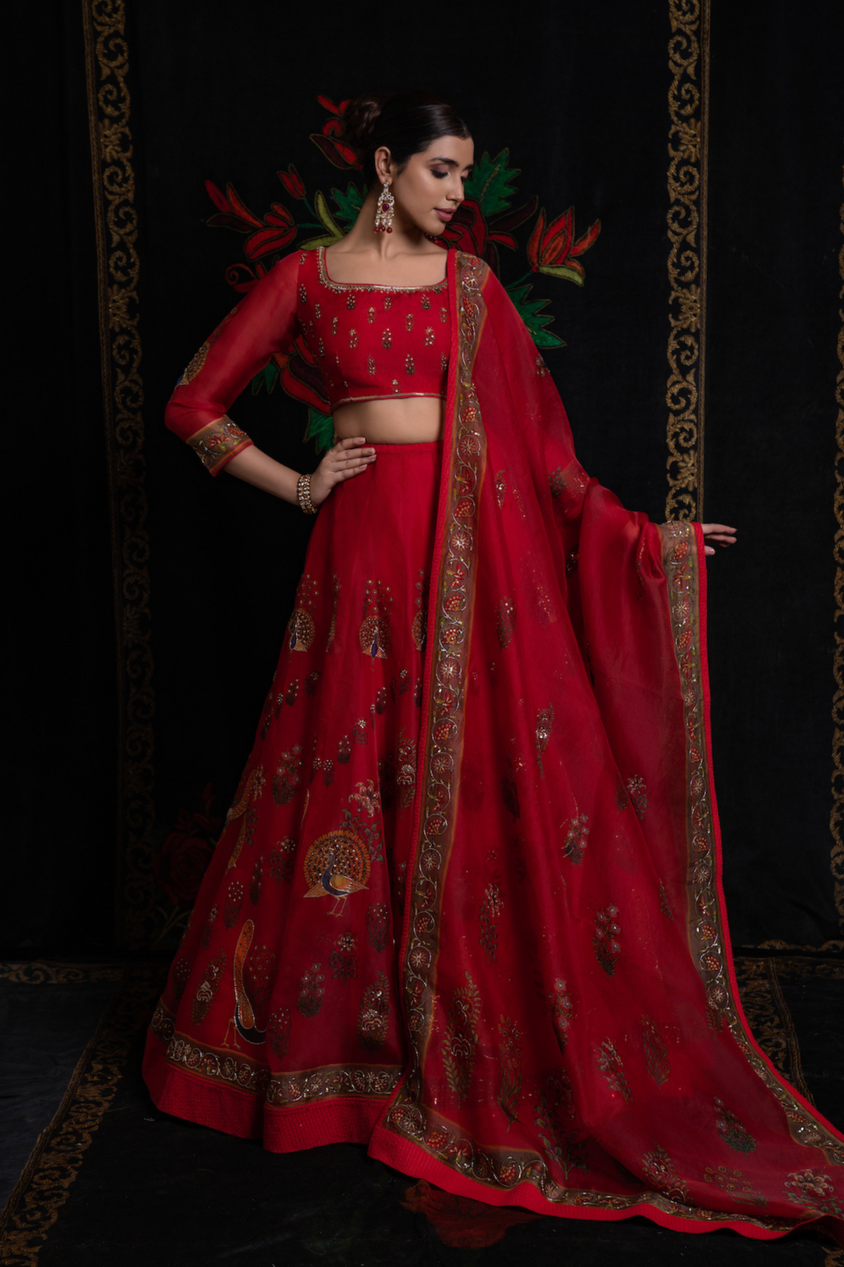 Organza Lehenga Set With Digital Print