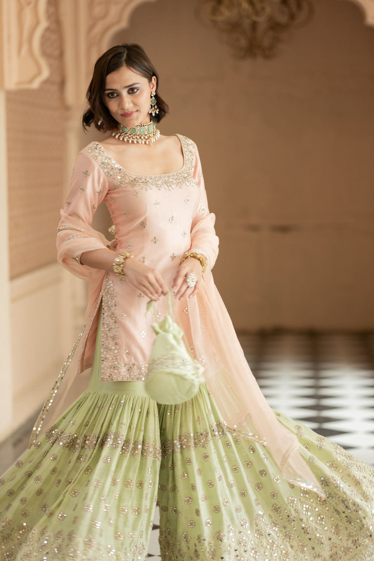 Pink Sharara Set