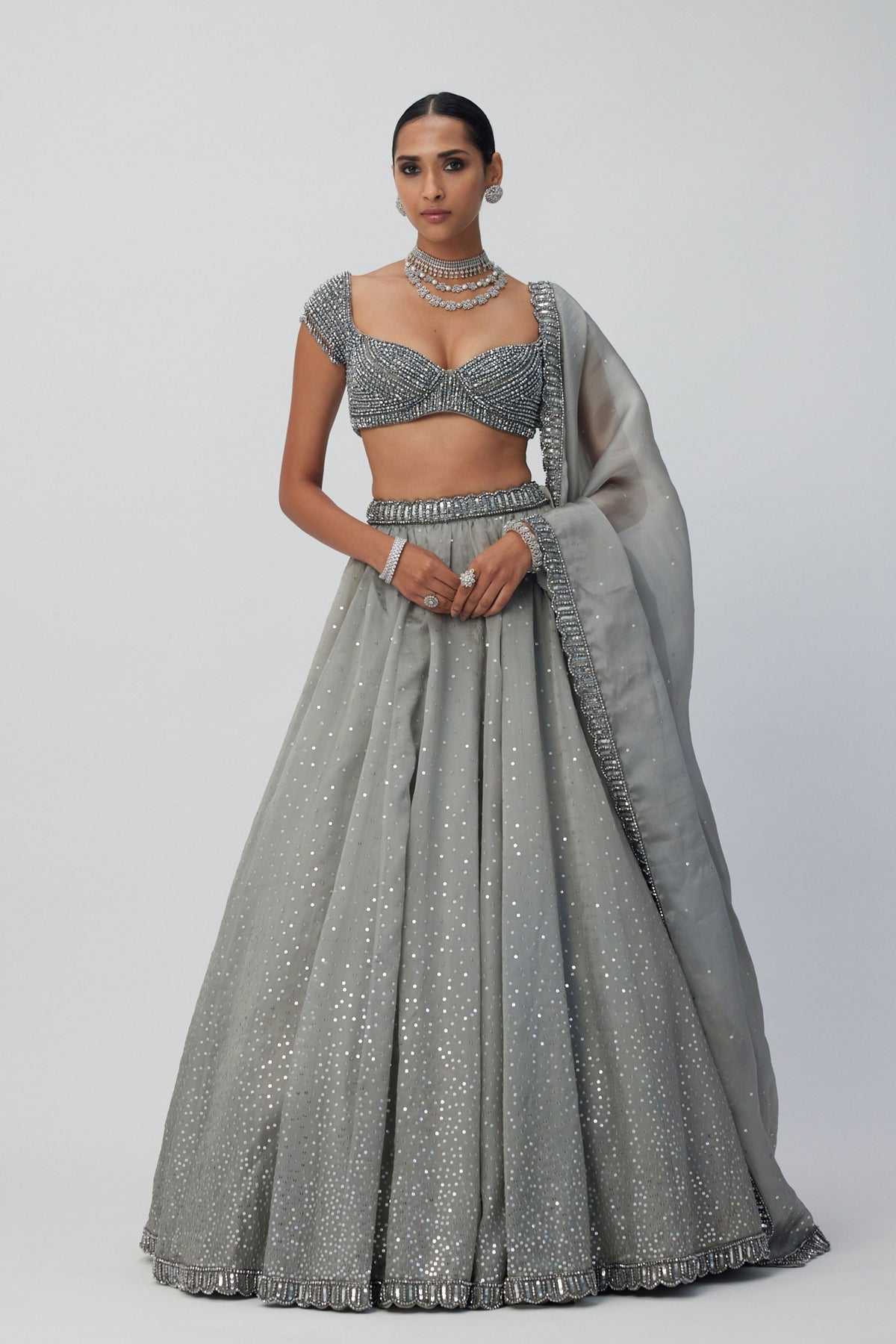 Crystal Grey Lehenga Set