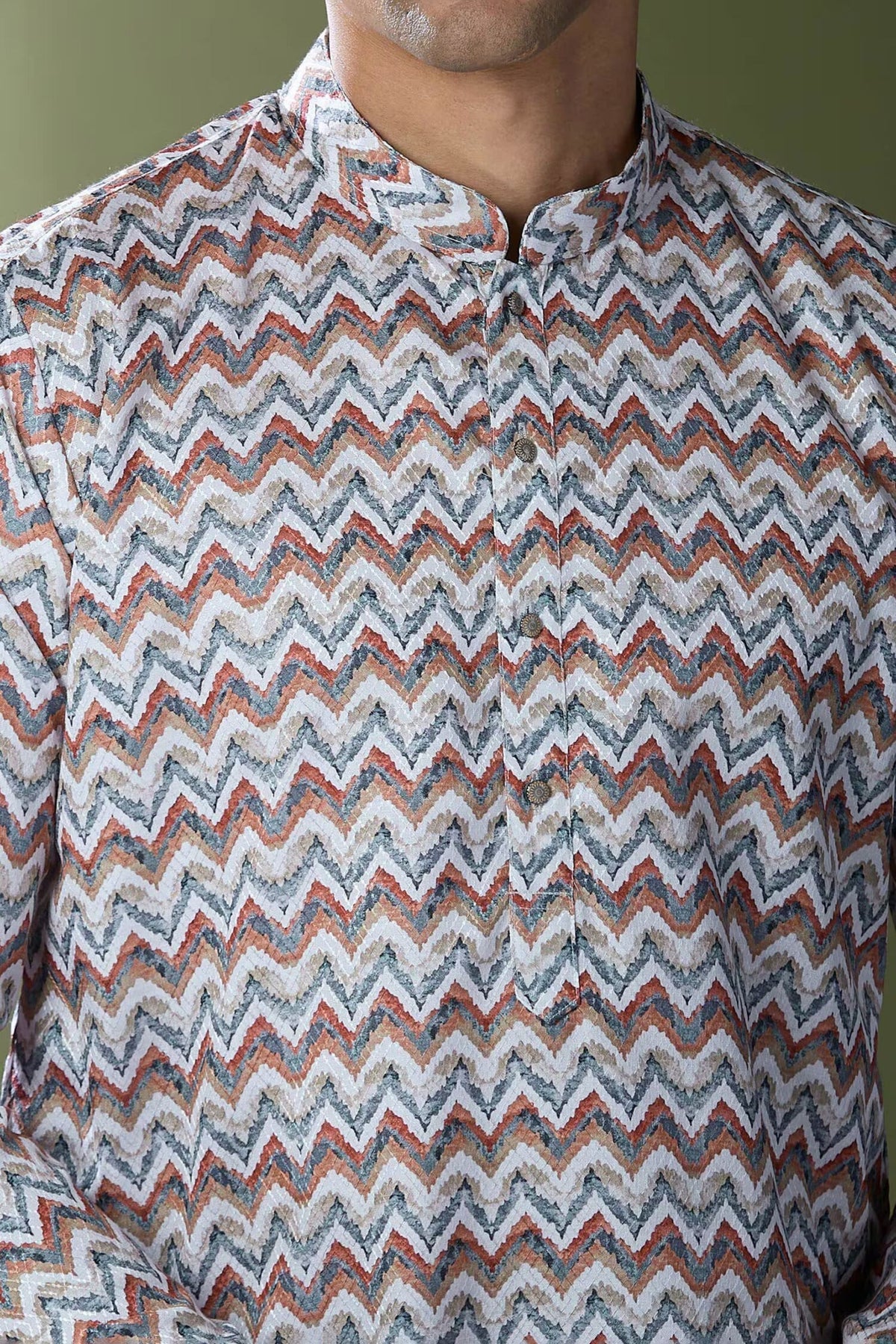 Multi Coloured Chevron Printed Kurta Set