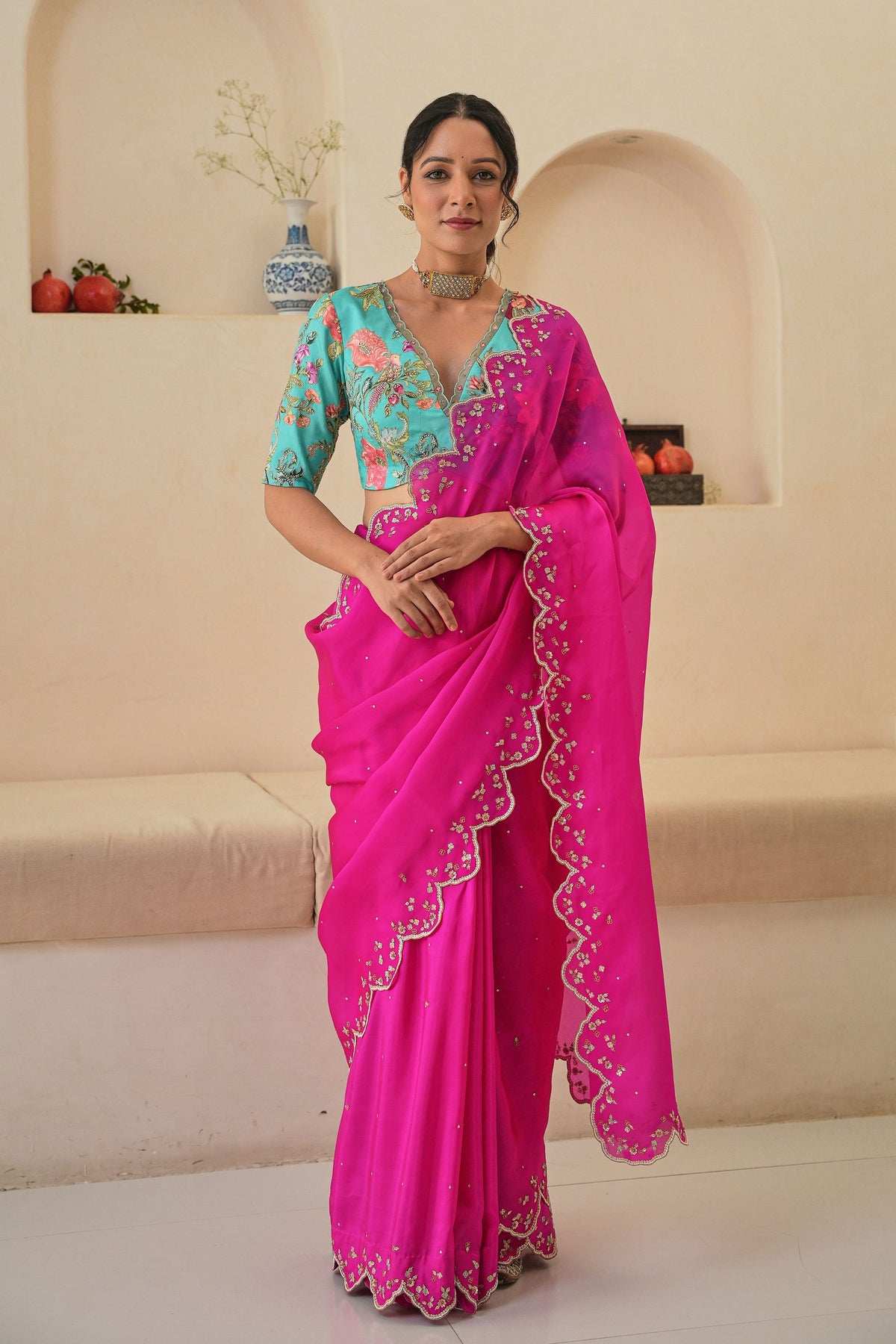 Nargis Saree Fiza Blouse in Magenta