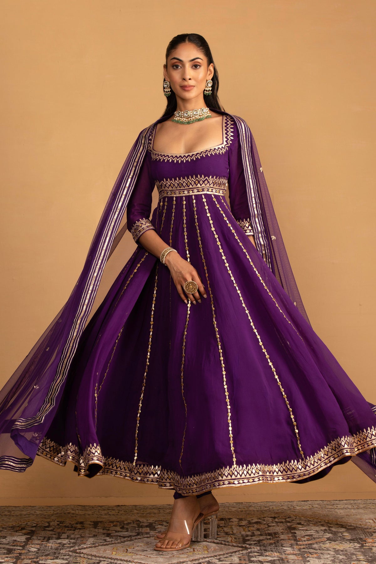 Purple Anarkali Set