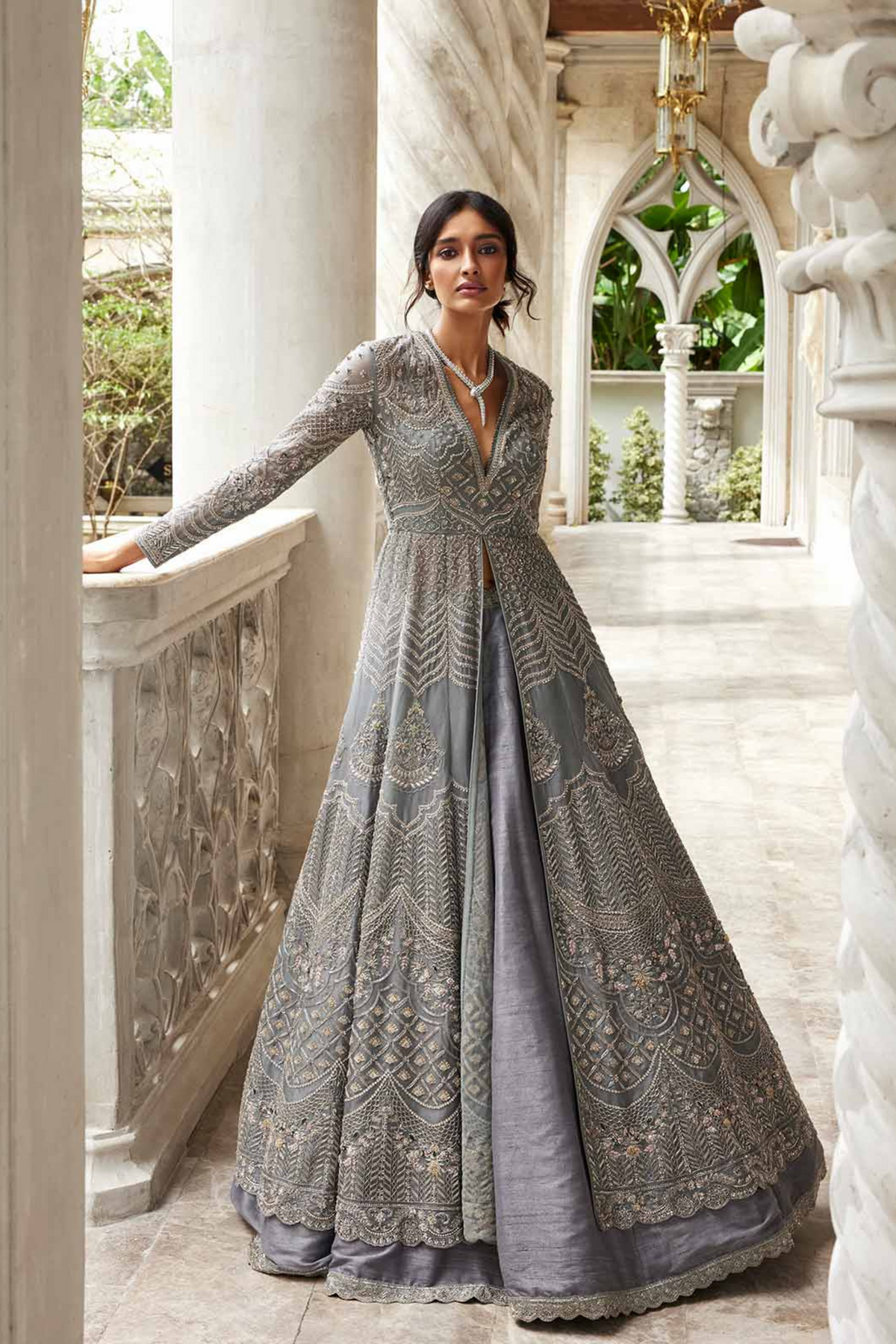 Teal Blue Anarkali Lehenga