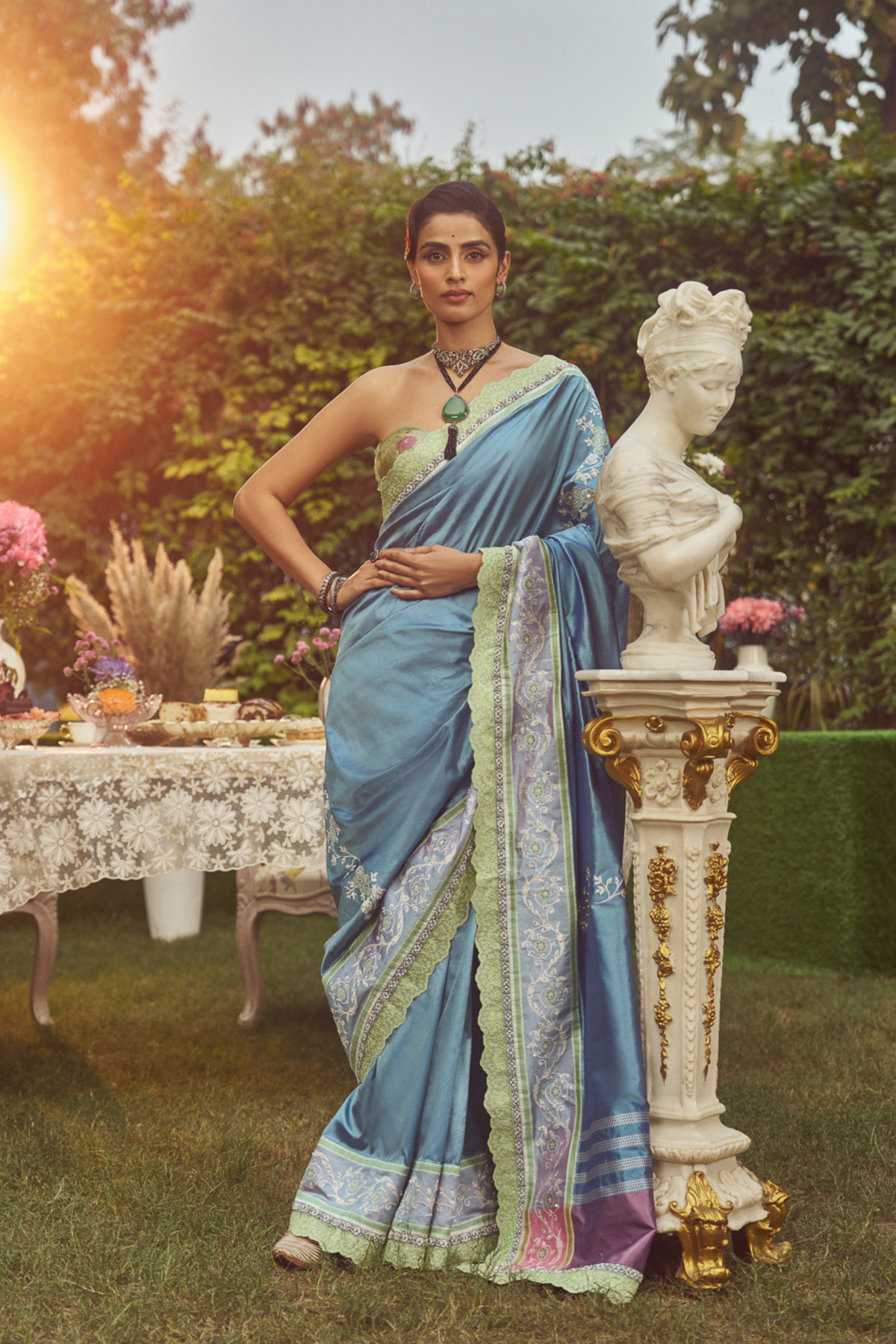 Blue Meenakari Zari Handloom Sari