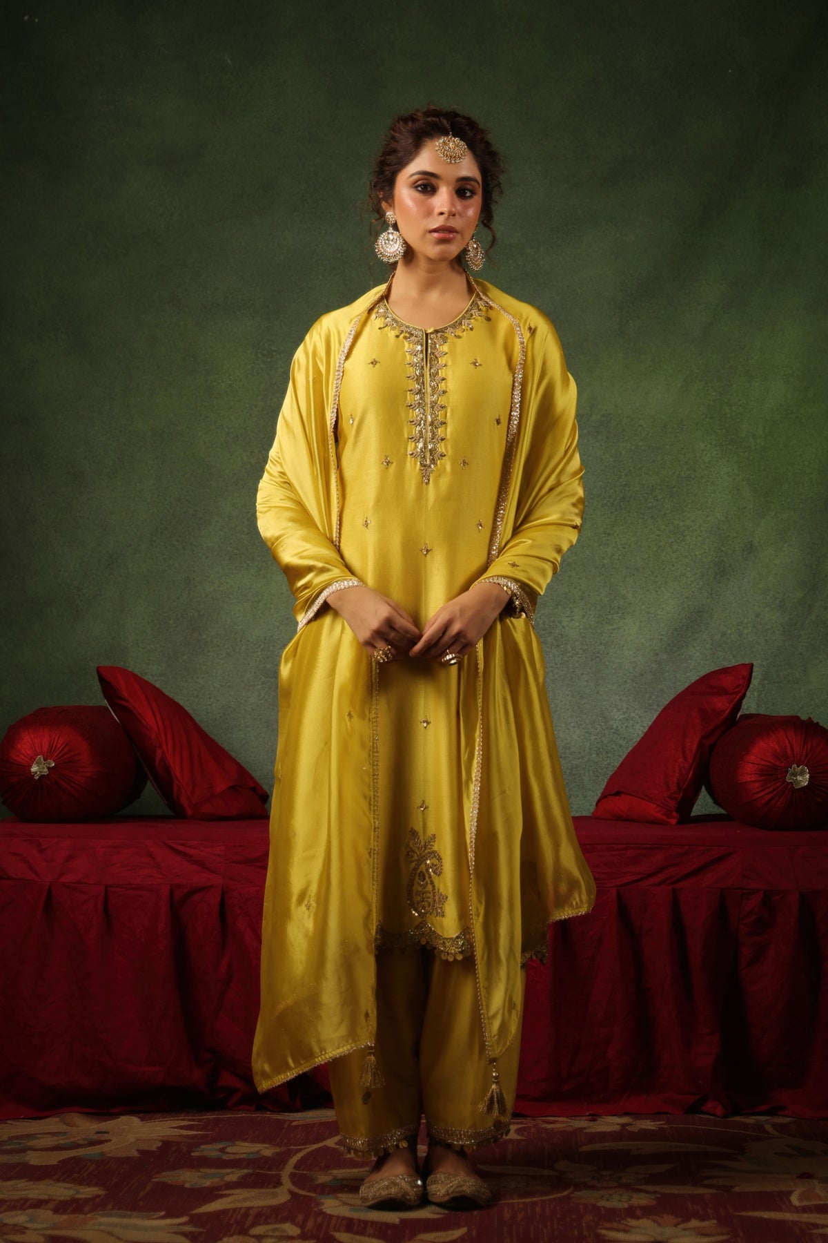 Yellow Ambi Buta Kurta Set