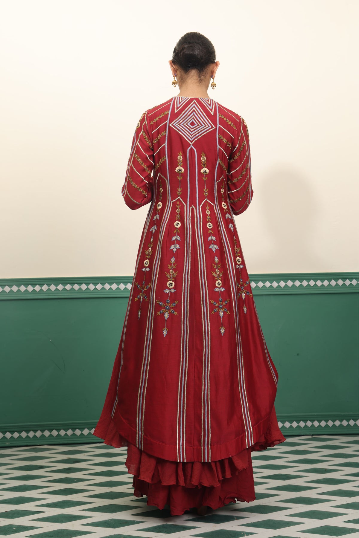 Red Anarkali &amp; Pants Set