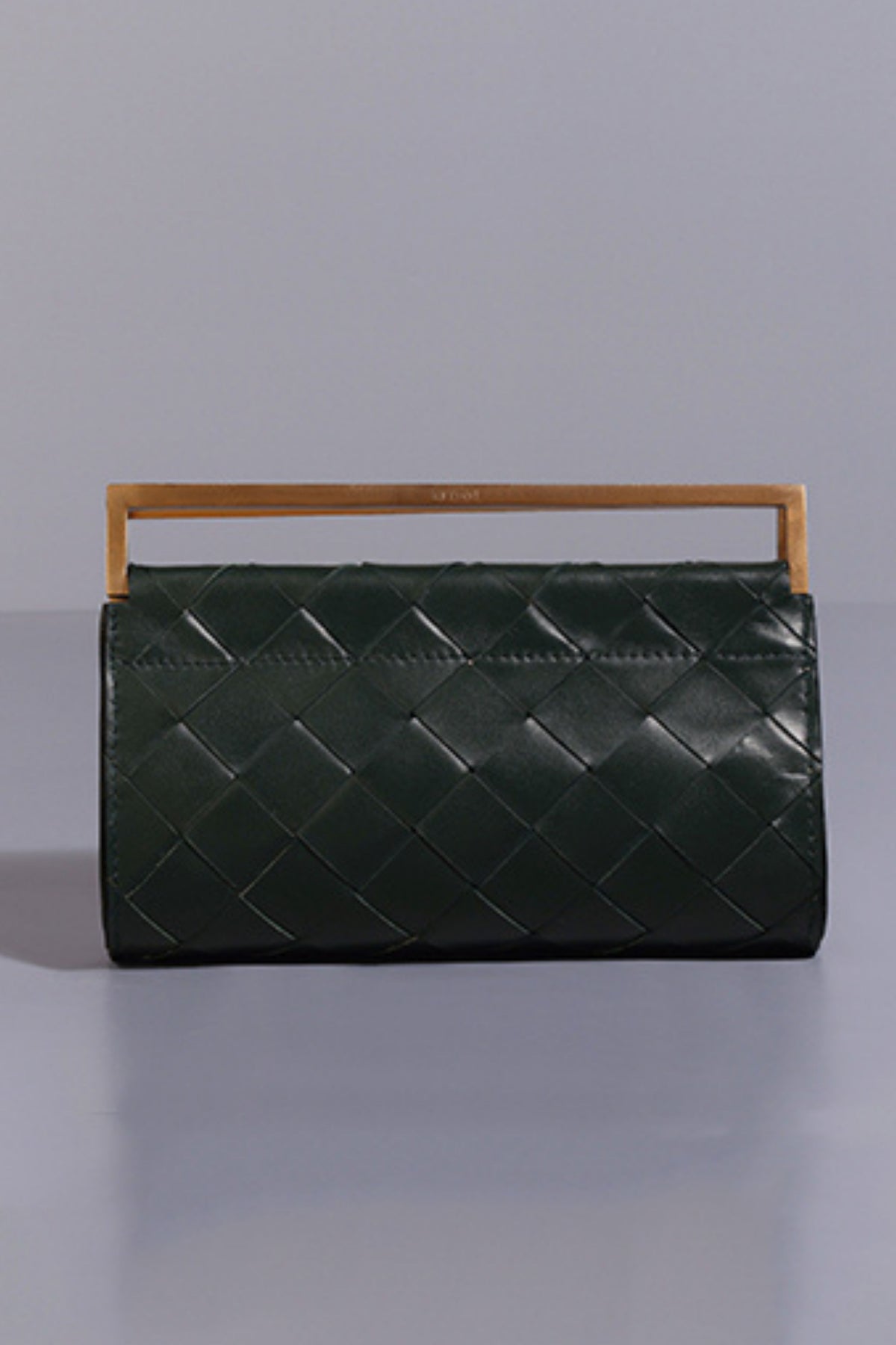 Green Woven Foldover Clutch