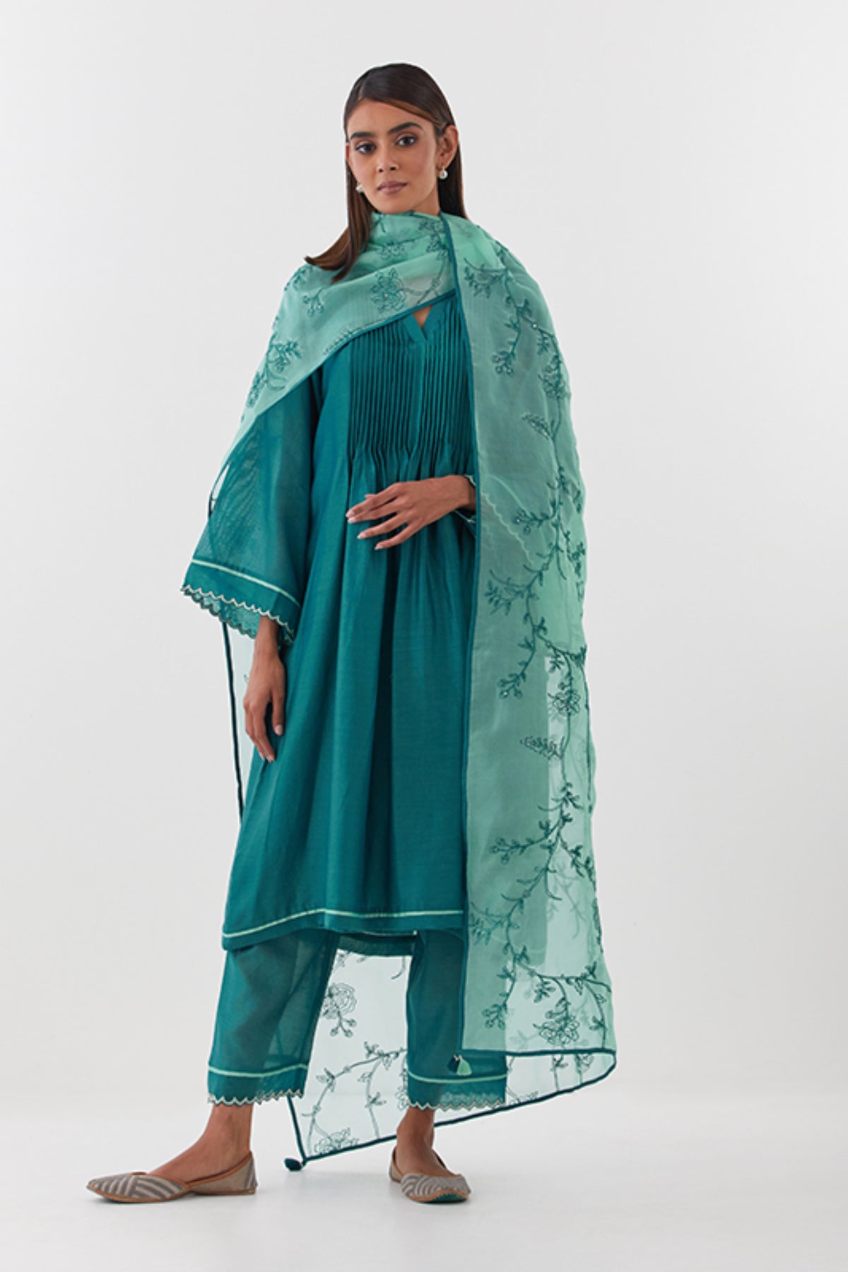 Baghban Teal Kurta Set