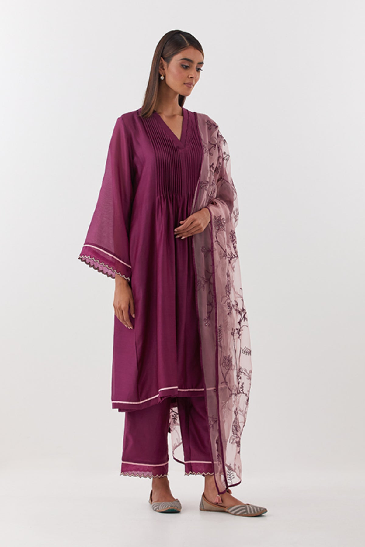 Baghban Wine Kurta Set