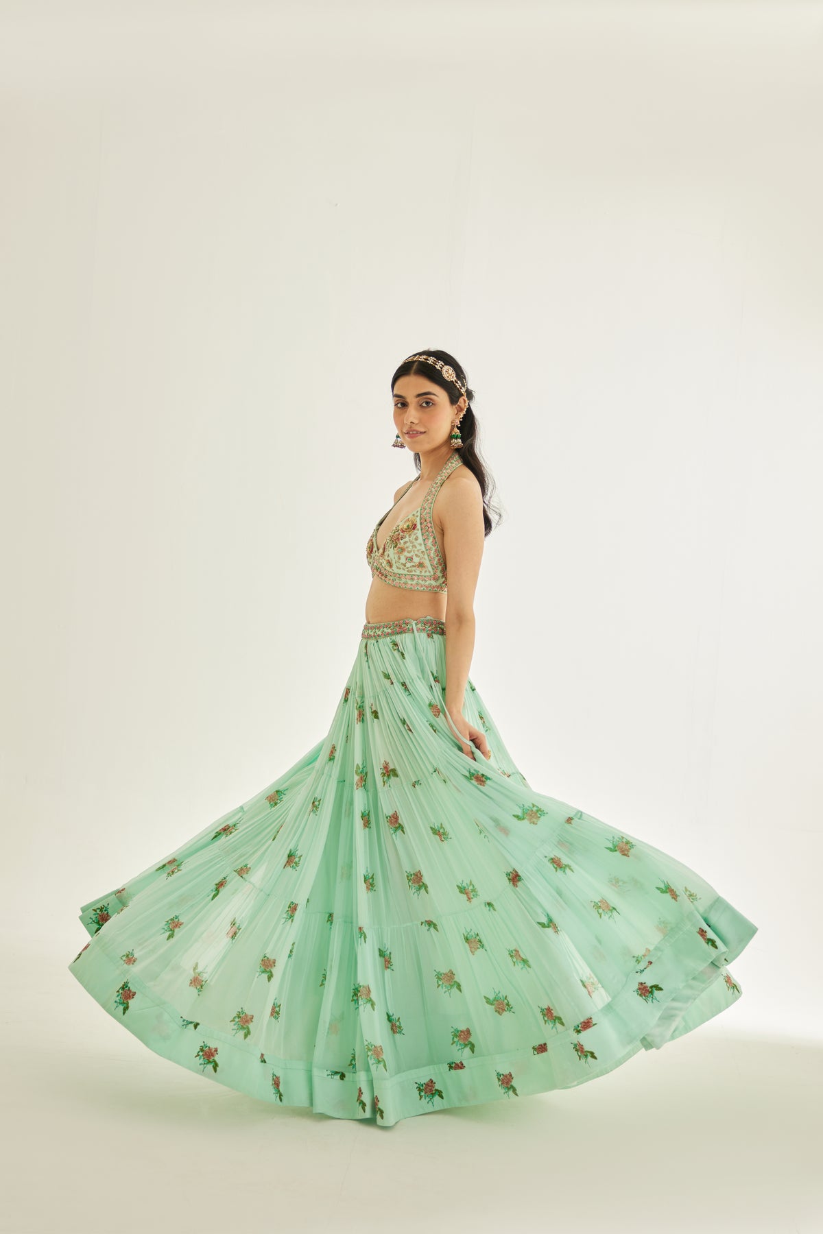 Chiffon Multi Tier Lehenga Set