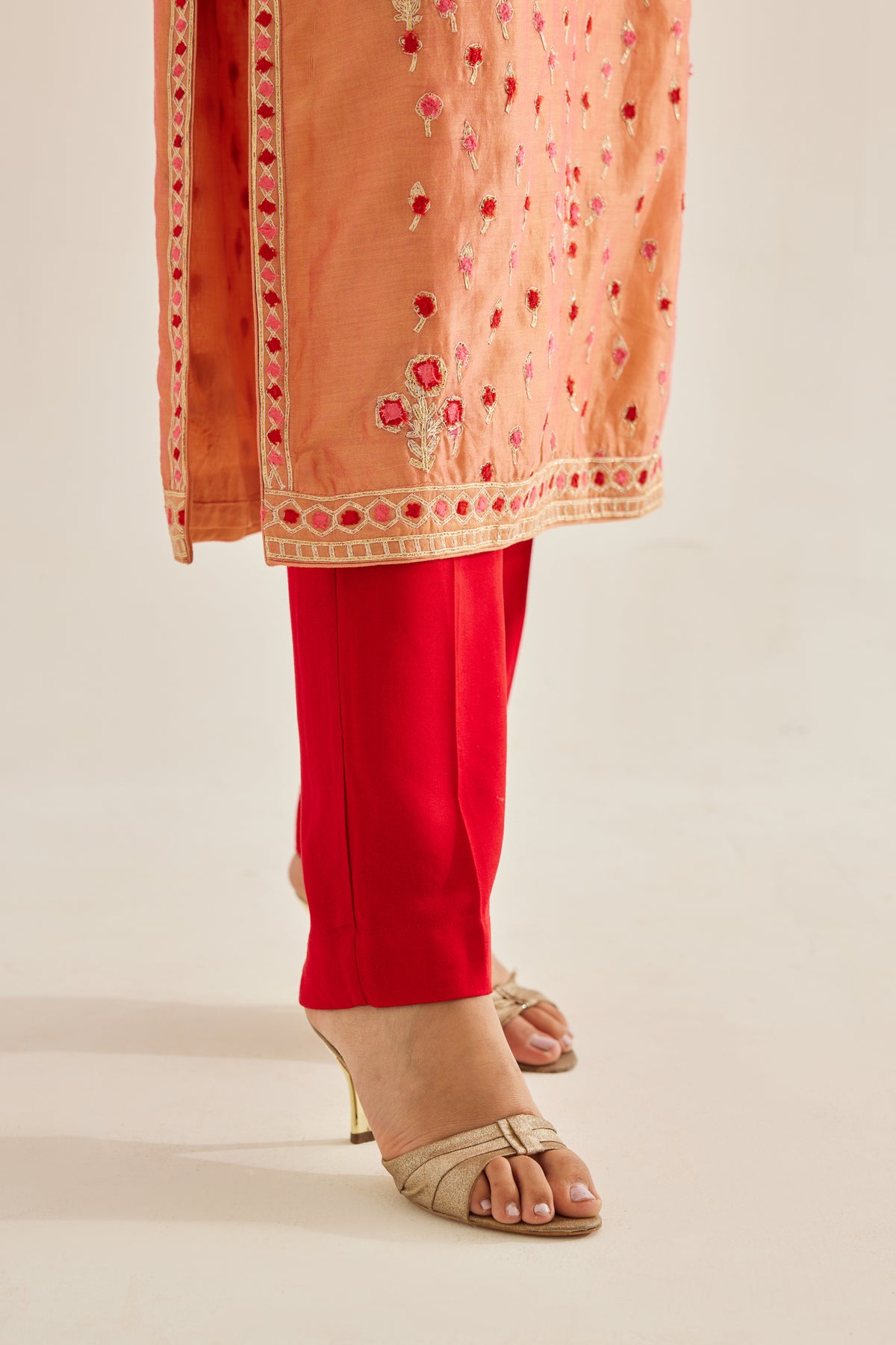 Coral Red Kurta Set