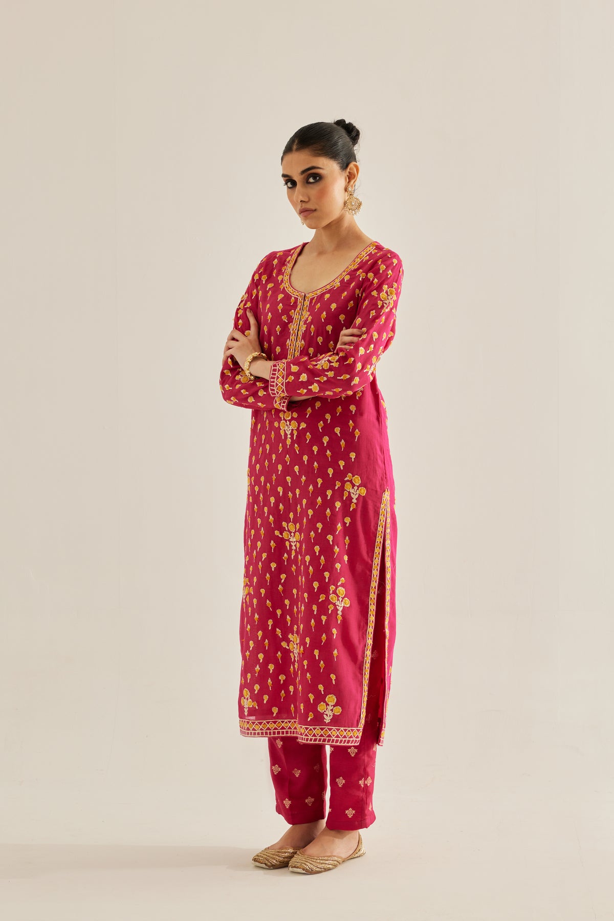 Gota and Thread Embroidered Kurta Set