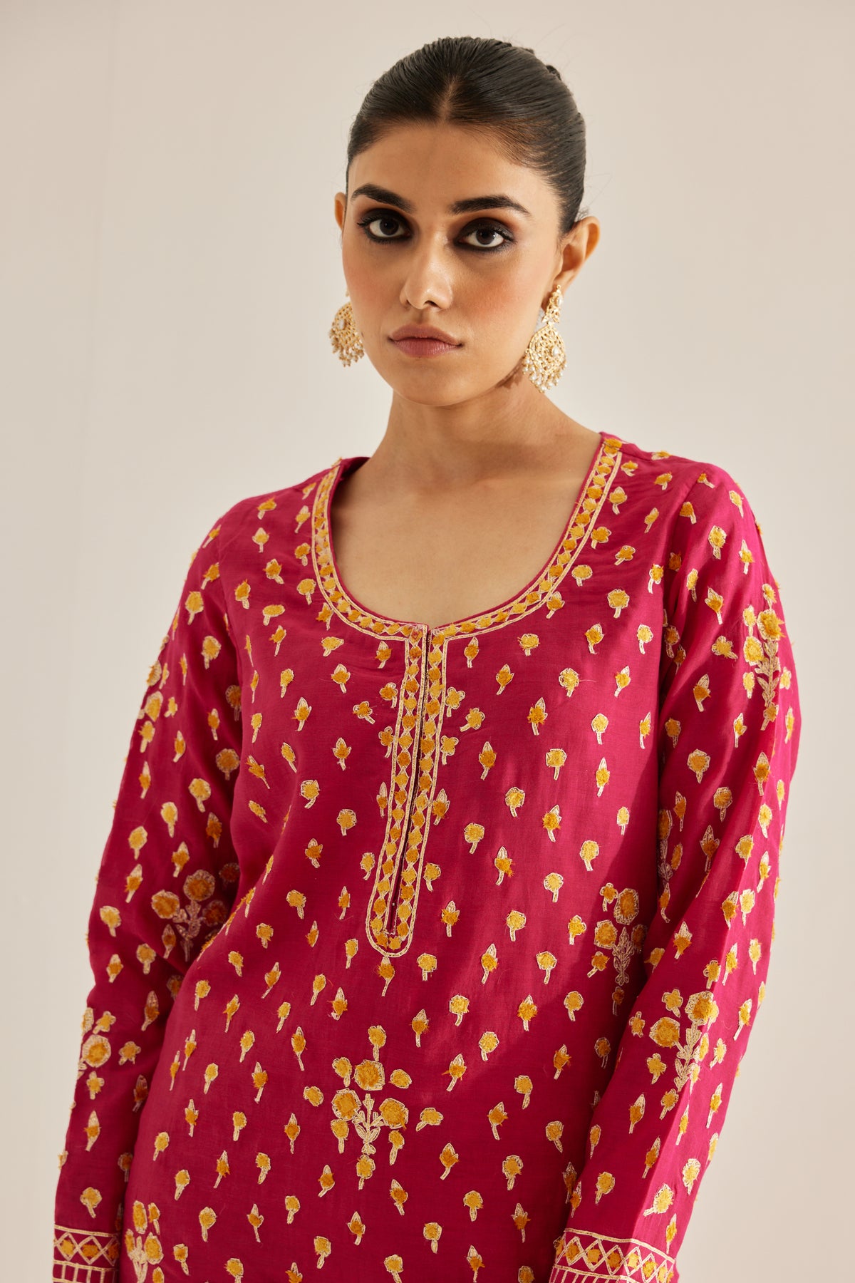 Gota and Thread Embroidered Kurta Set