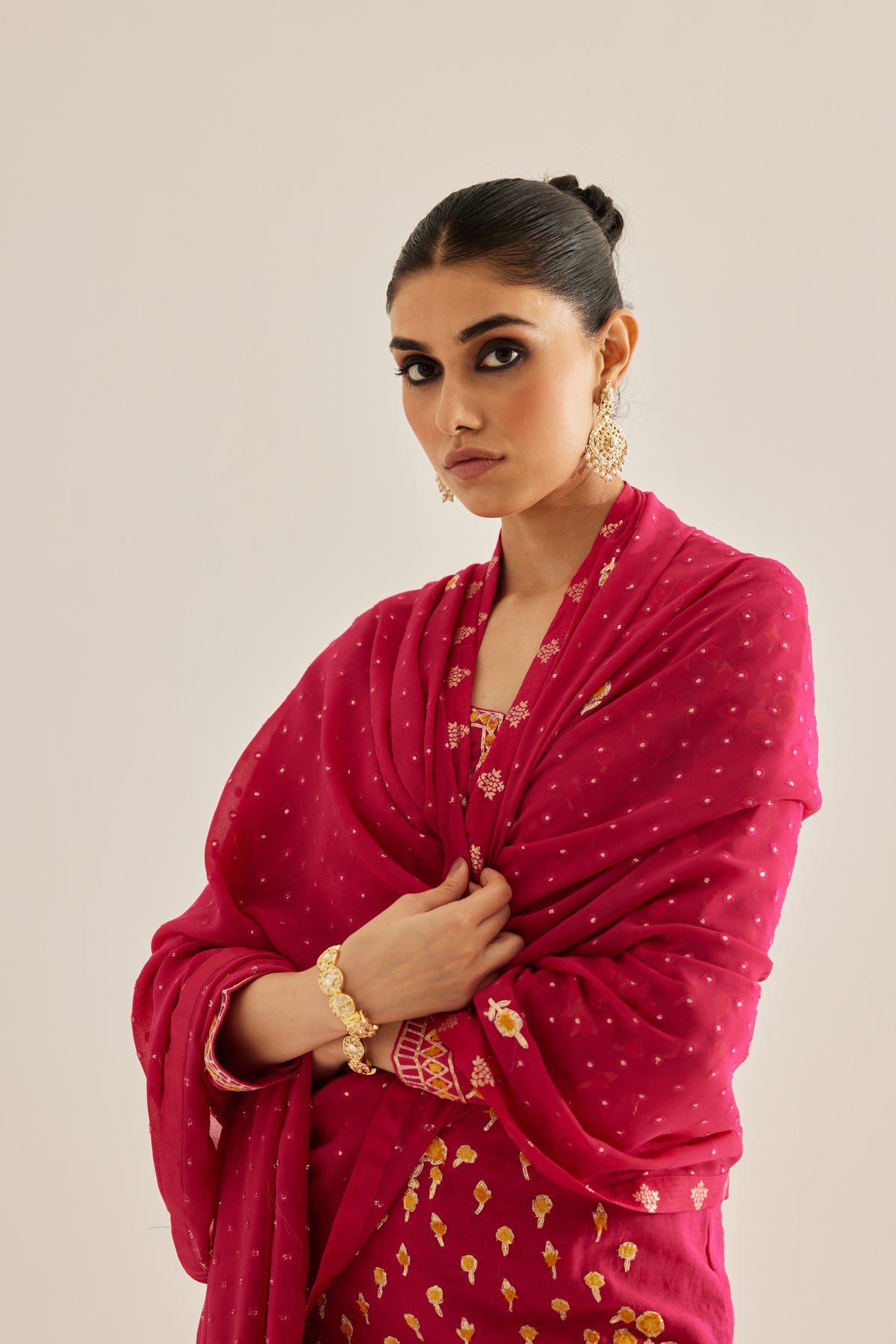 Gota and Thread Embroidered Kurta Set