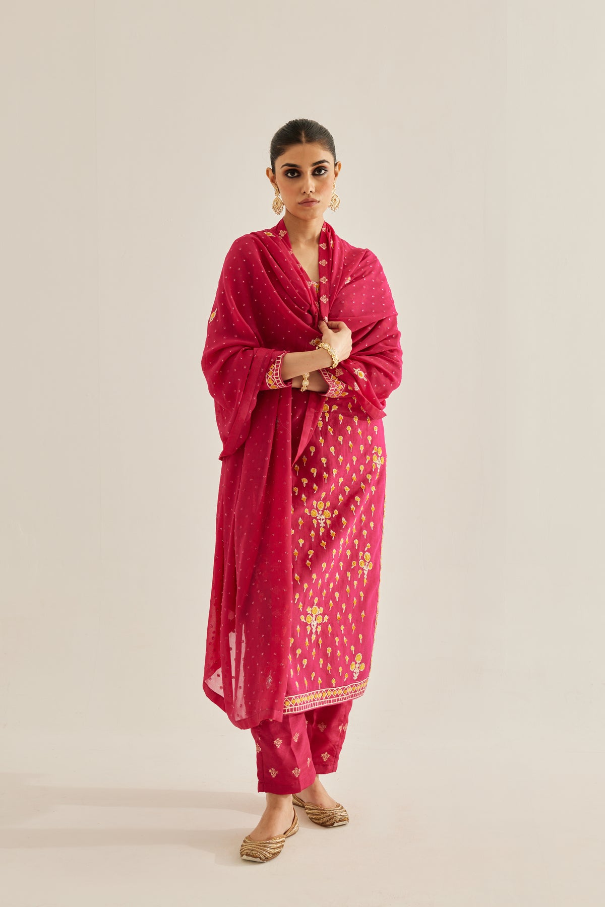 Gota and Thread Embroidered Kurta Set