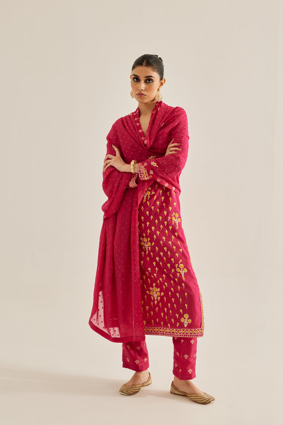 Gota and Thread Embroidered Kurta Set