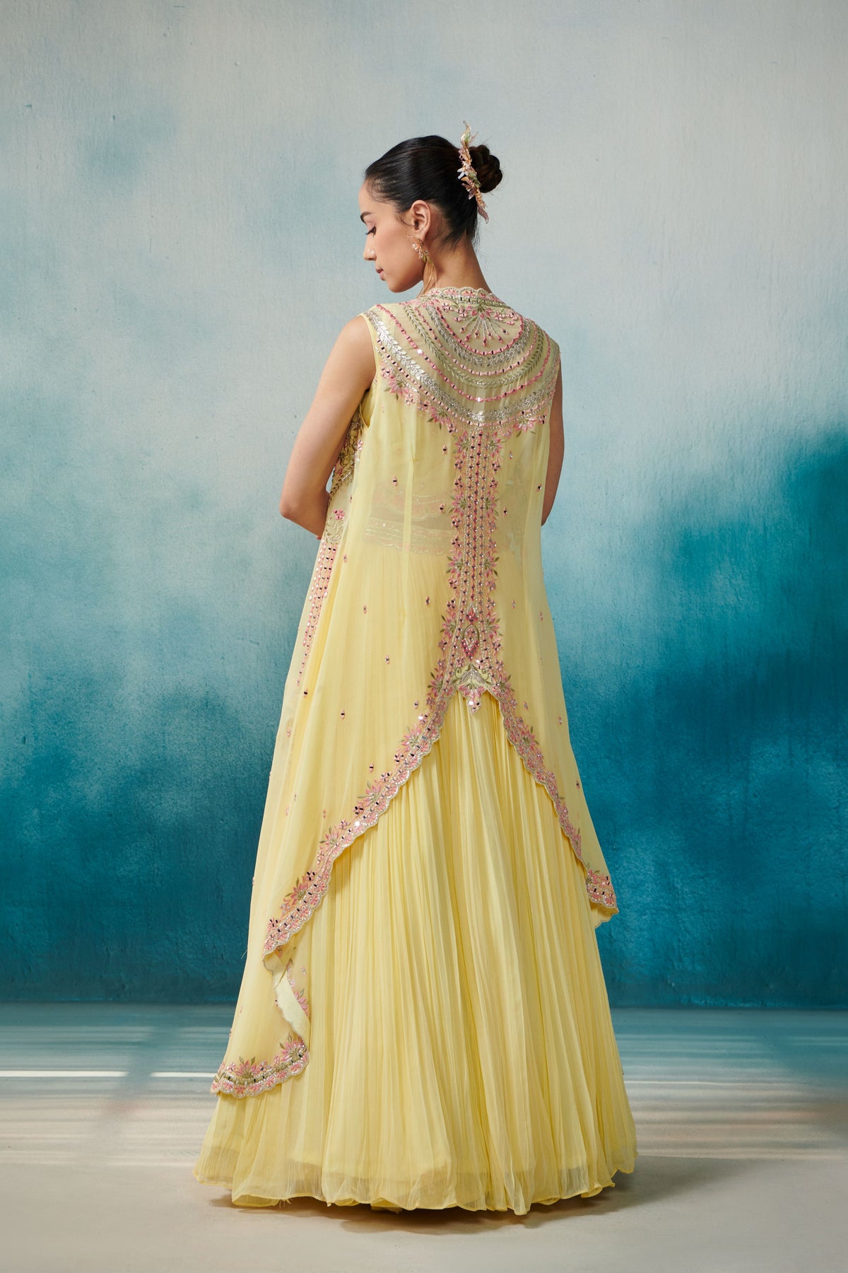 Yellow Lehenga and Cape Set