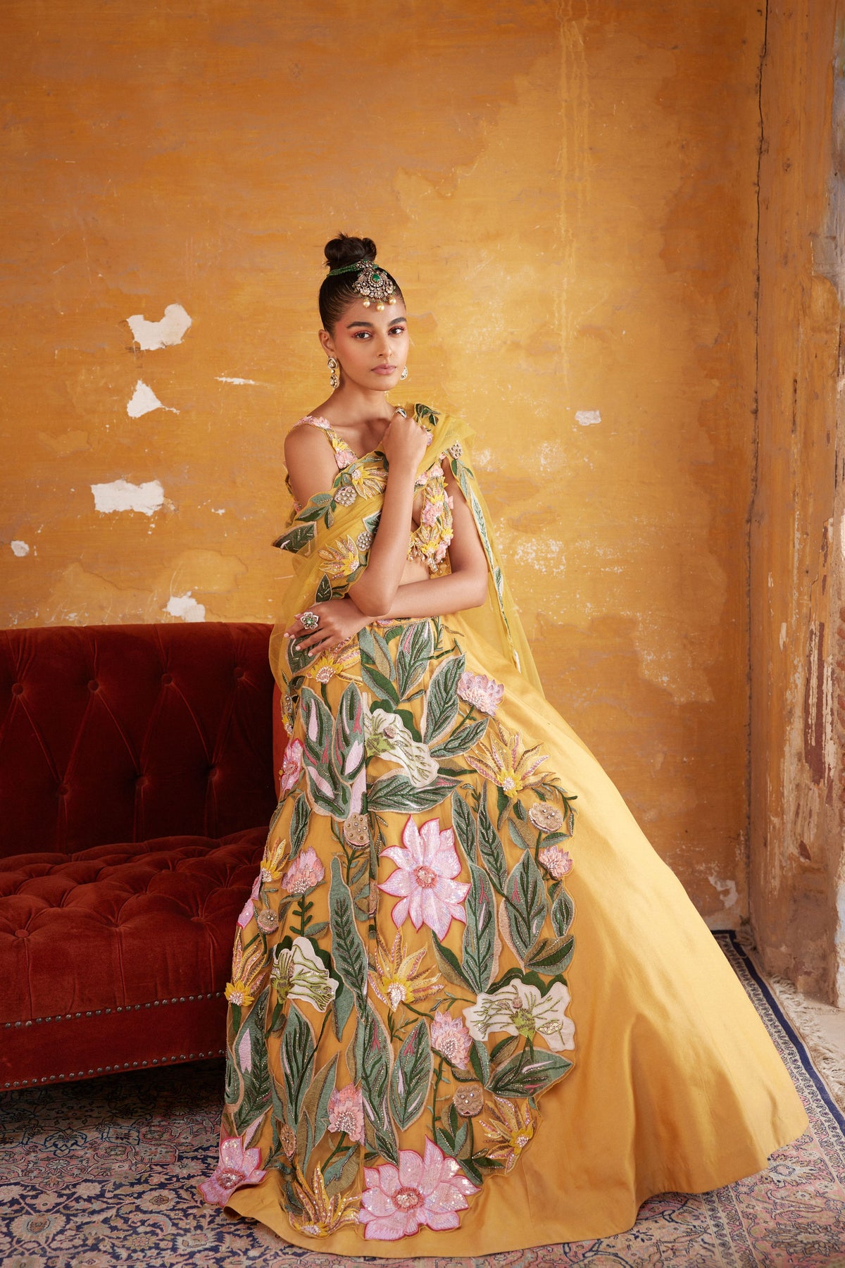 Tuscan Yellow Embroidered Lehenga Set