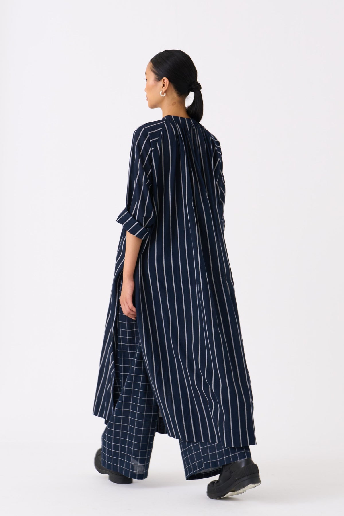 Gather Neck Black Shirt Co-ord