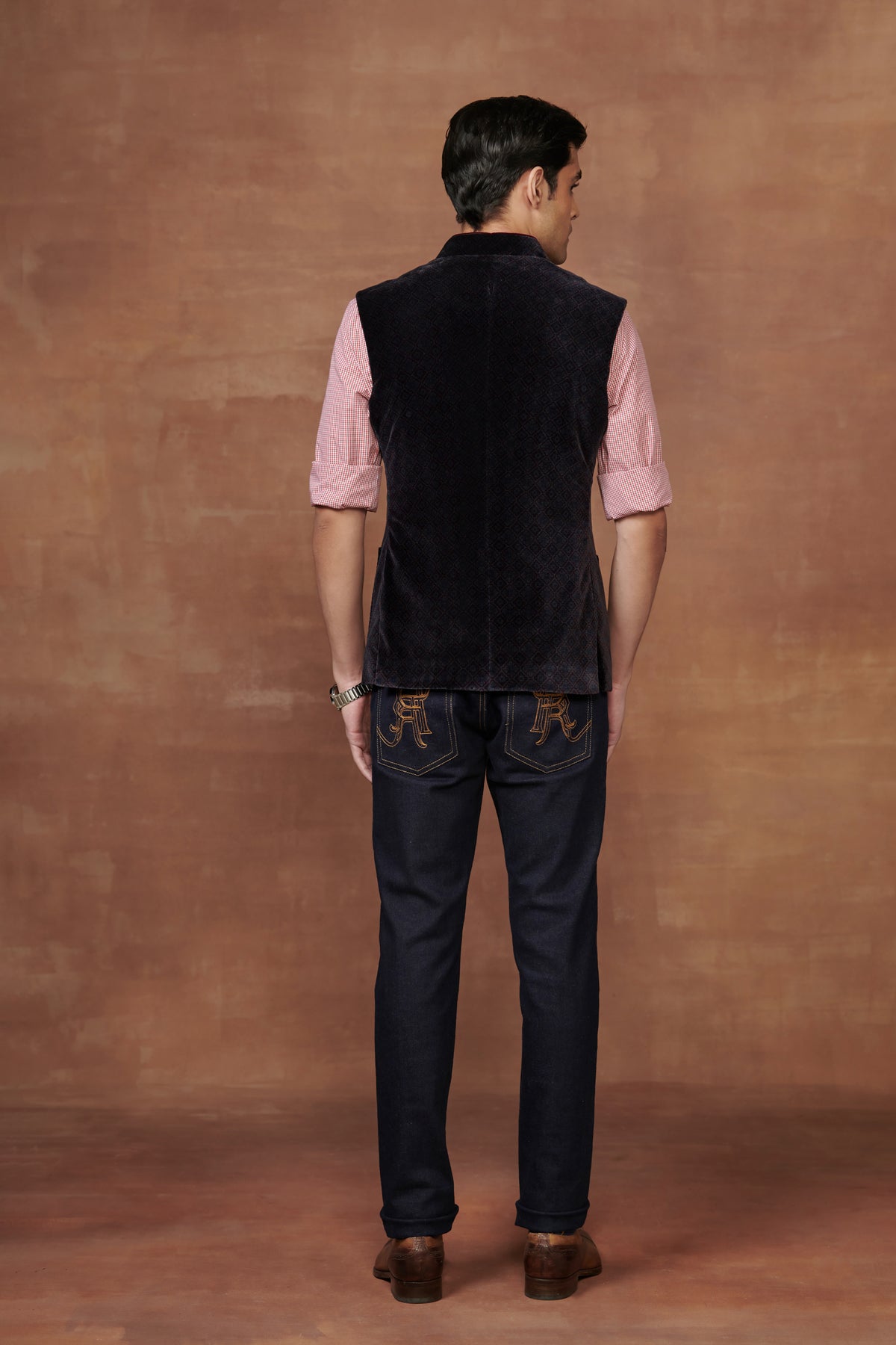 Piped Allure Black Velour Waistcoat