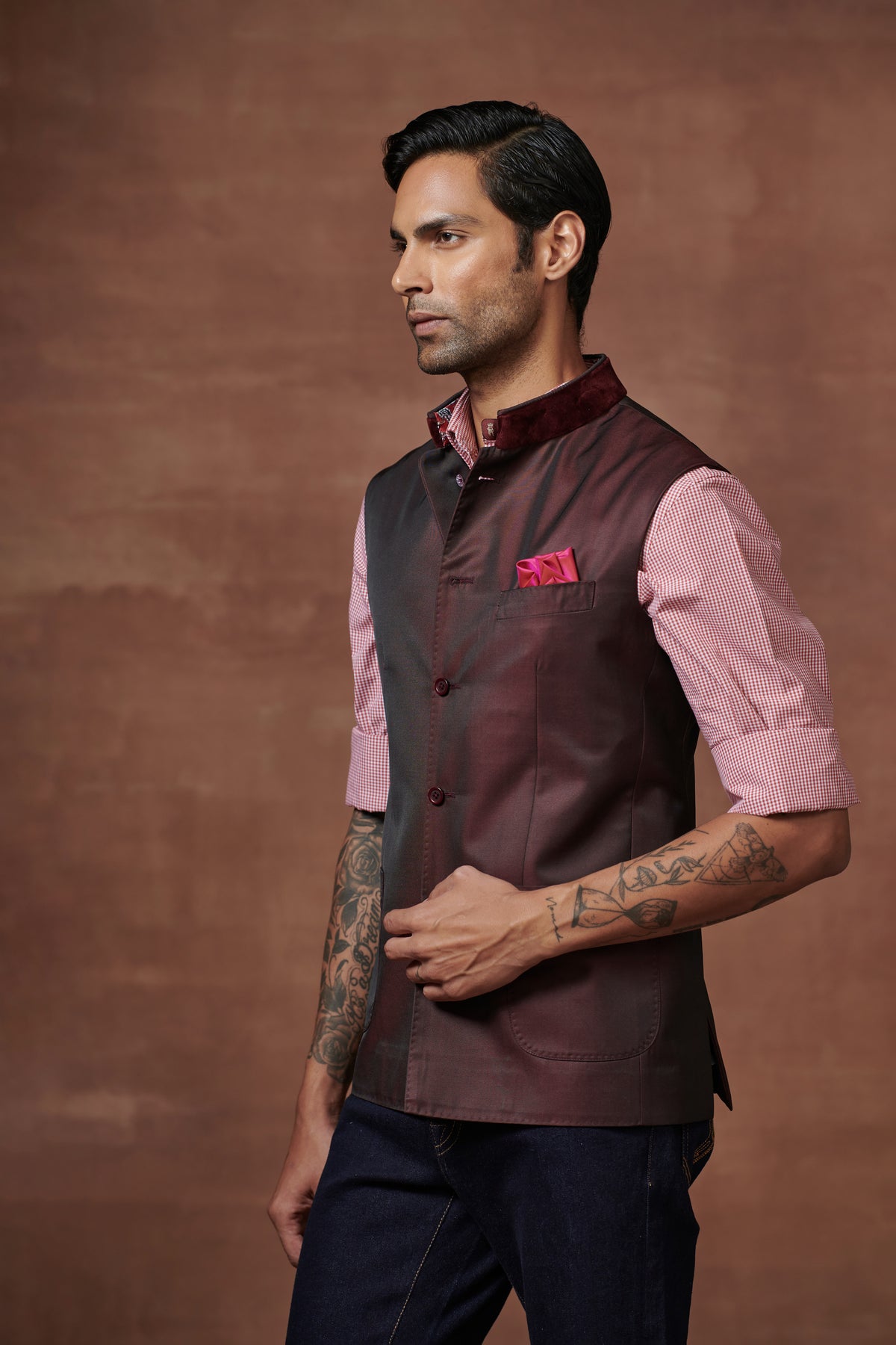 Bordeaux Two-tone Waistcoat