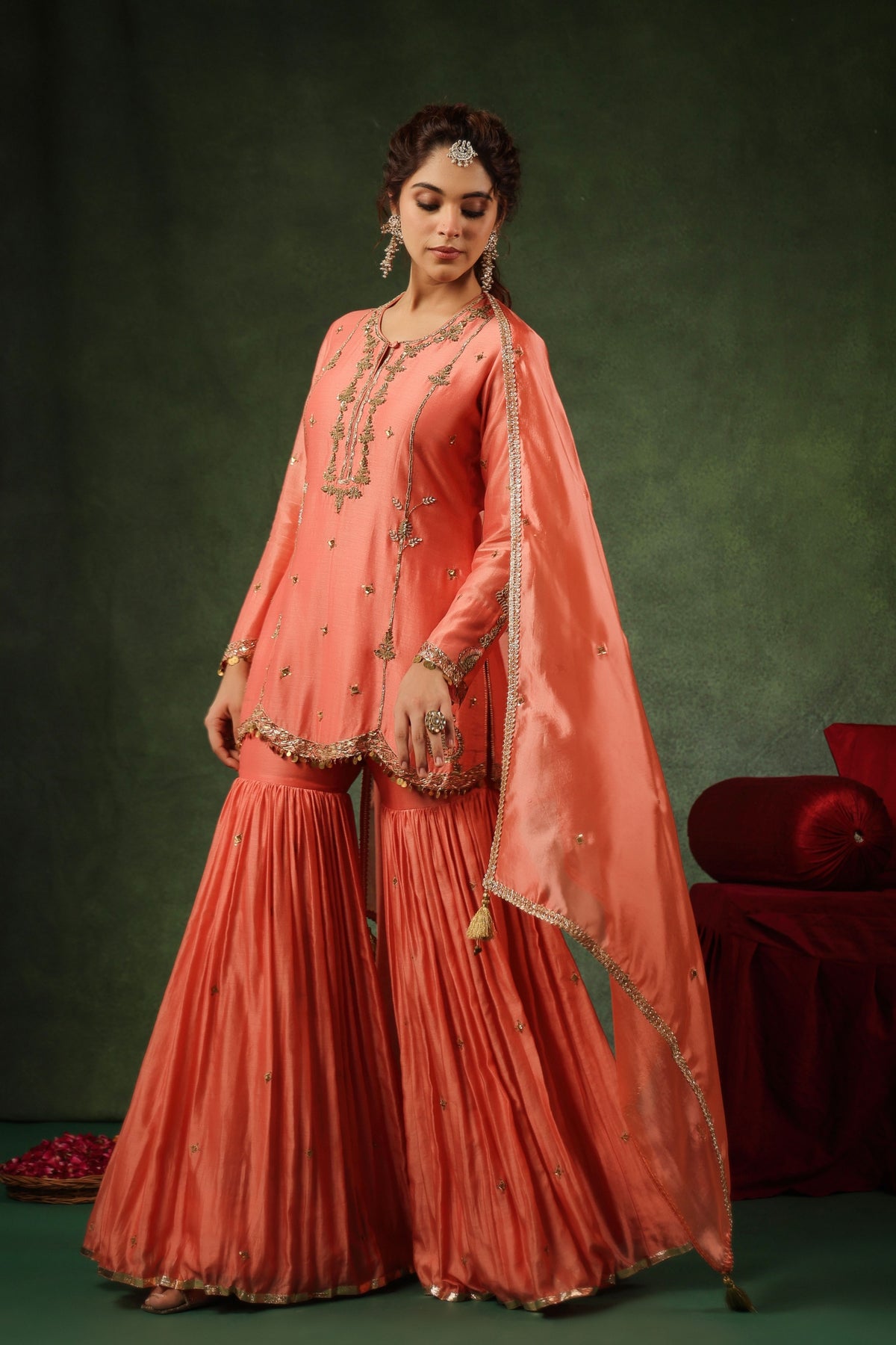 Peach Pakeezah Narangi Sharara Set