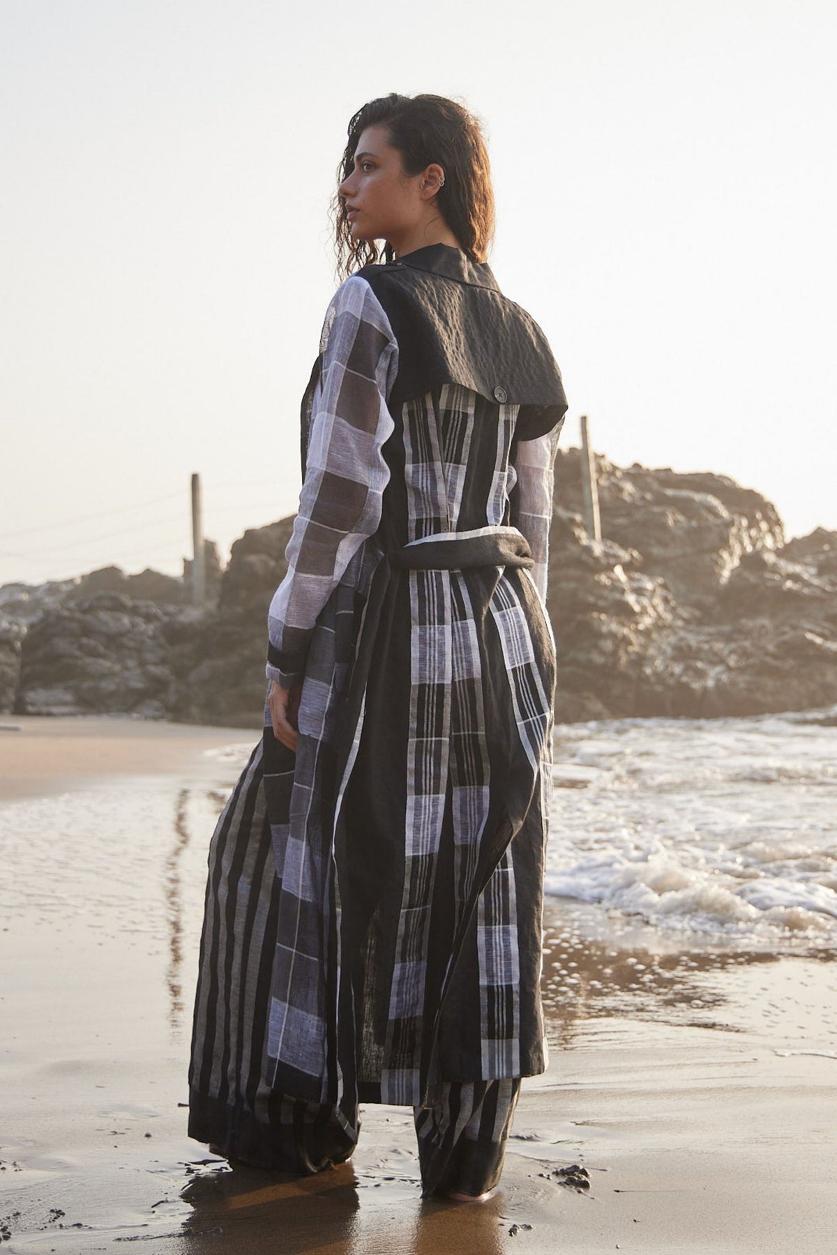 Linen Check Trench