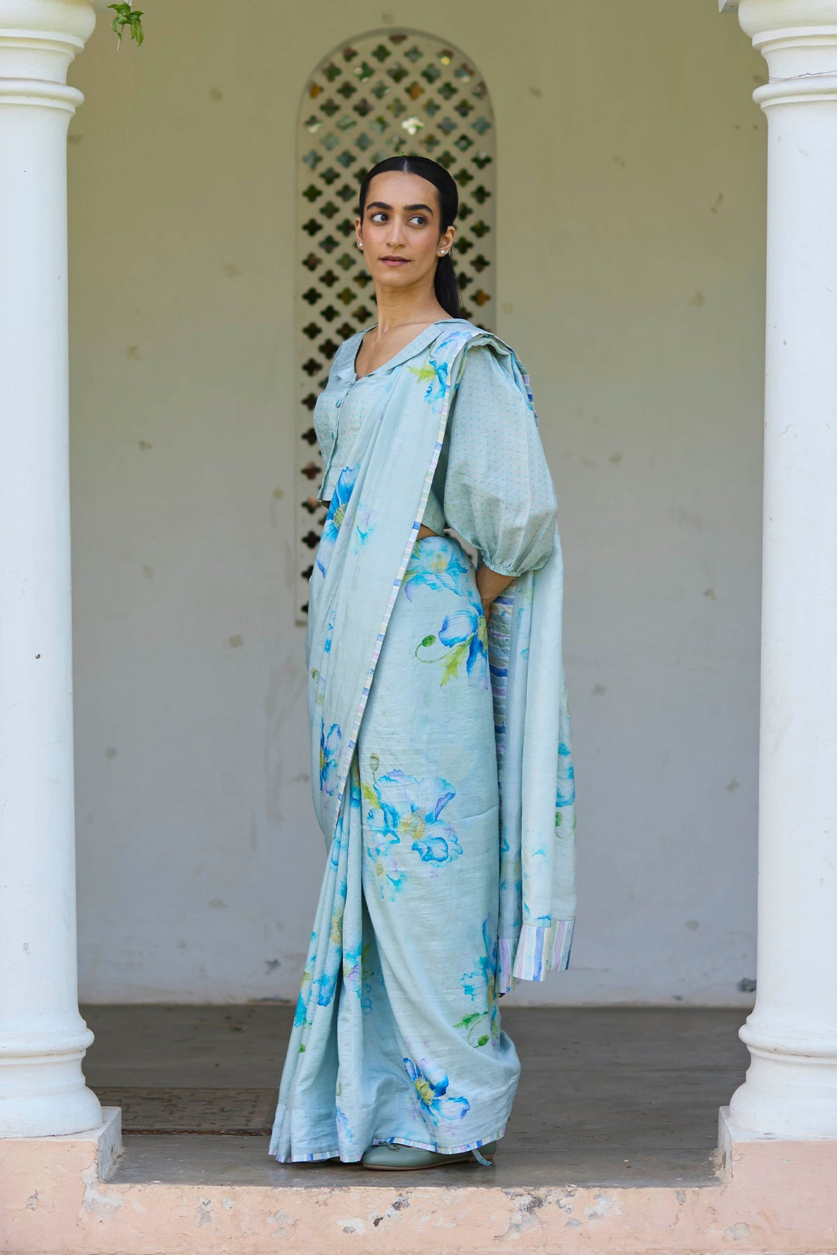 Aura Poppy Blue Saree