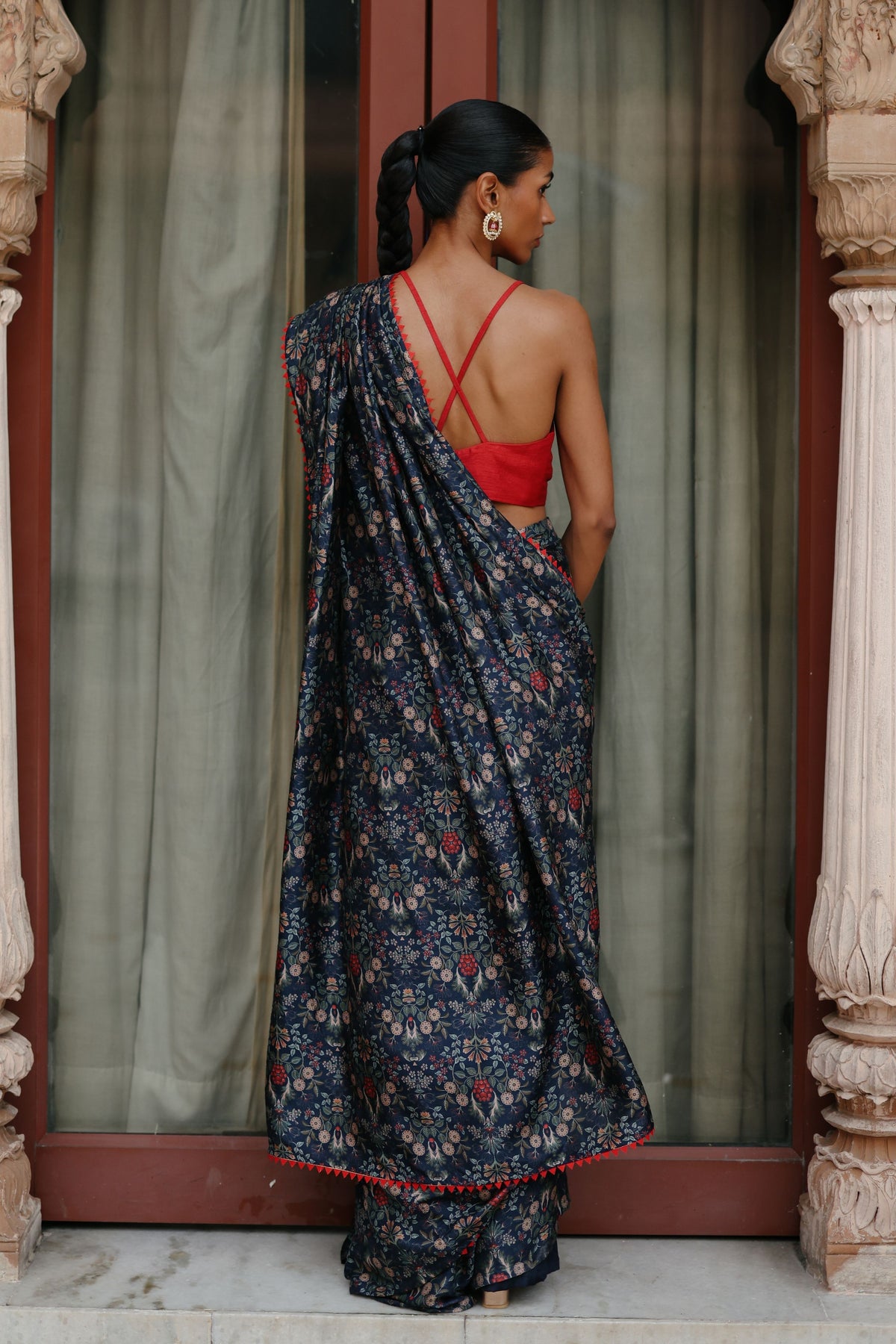 Blue Pre-stitched Saree Set