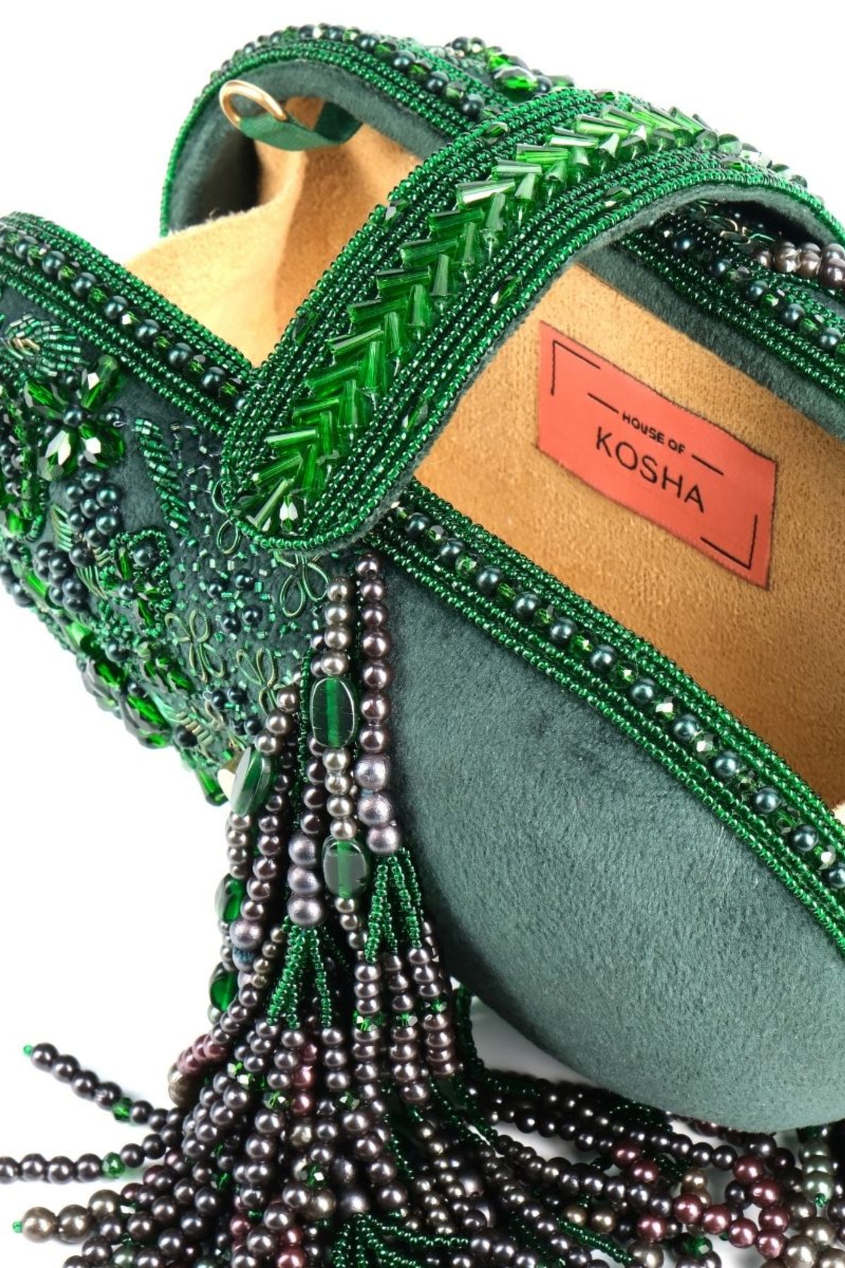 Azmat Green Embellished Capsule Bag