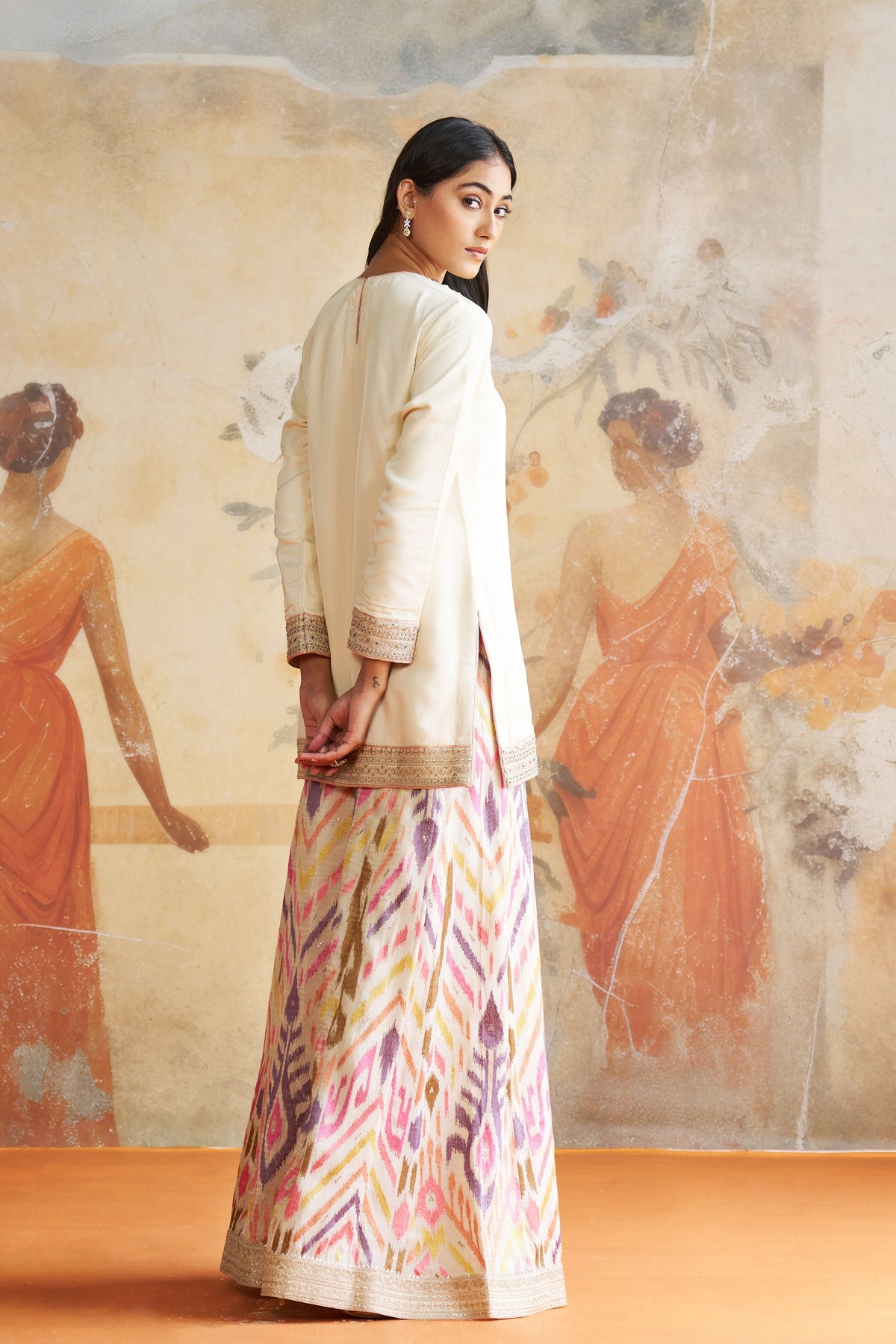 Jewelled Ivory Short Kurta Set