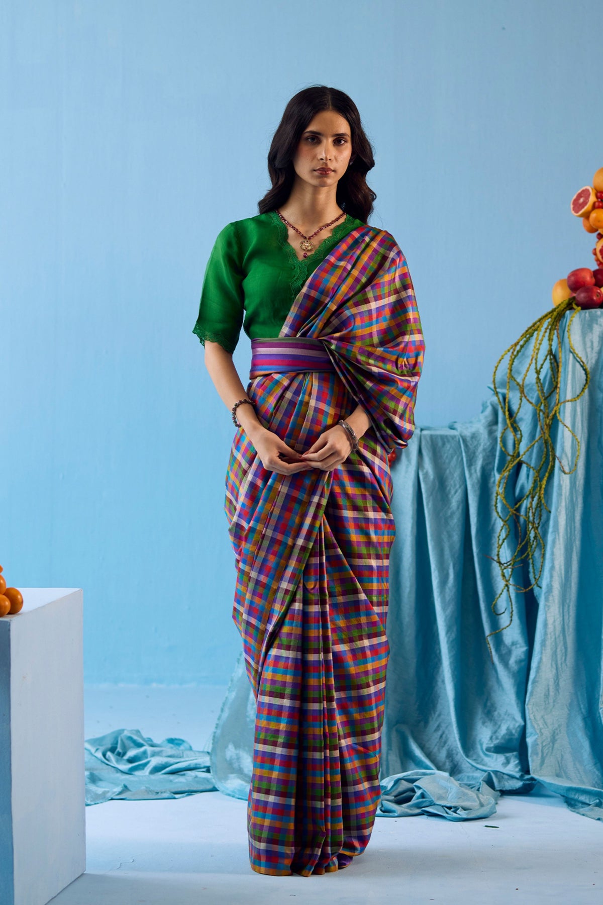 Playful Mosaic Checks Saree