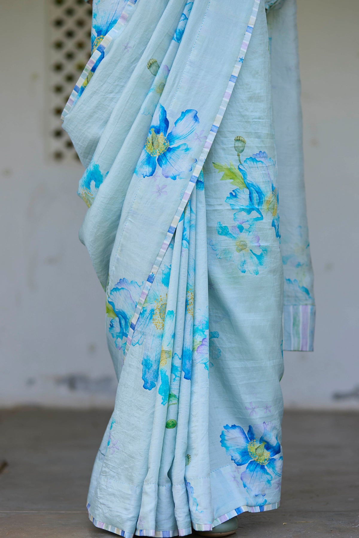 Aura Poppy Blue Saree