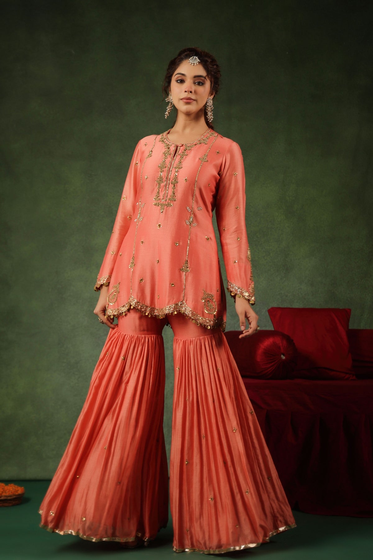 Peach Pakeezah Narangi Sharara Set