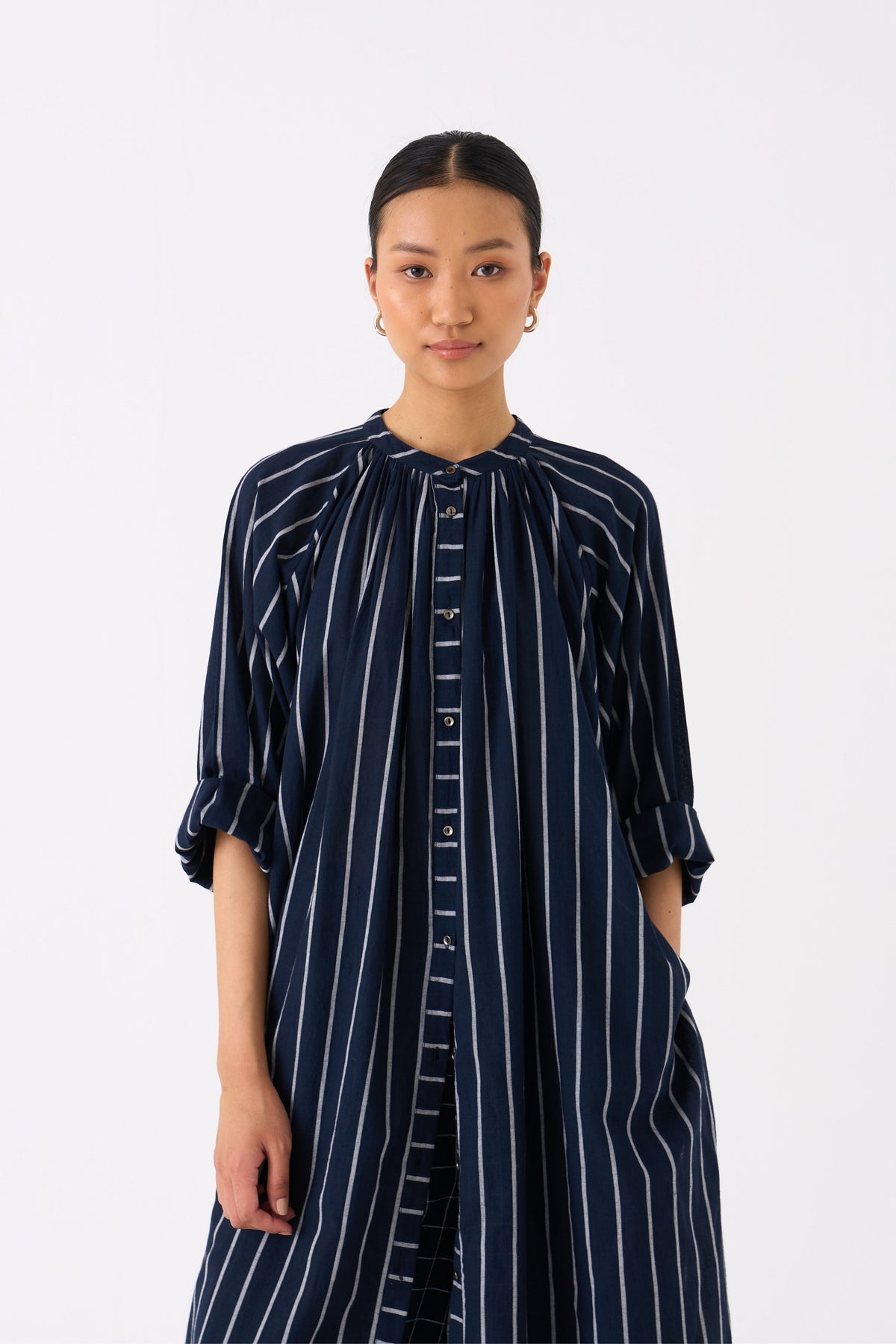 Gather Neck Black Shirt Co-ord