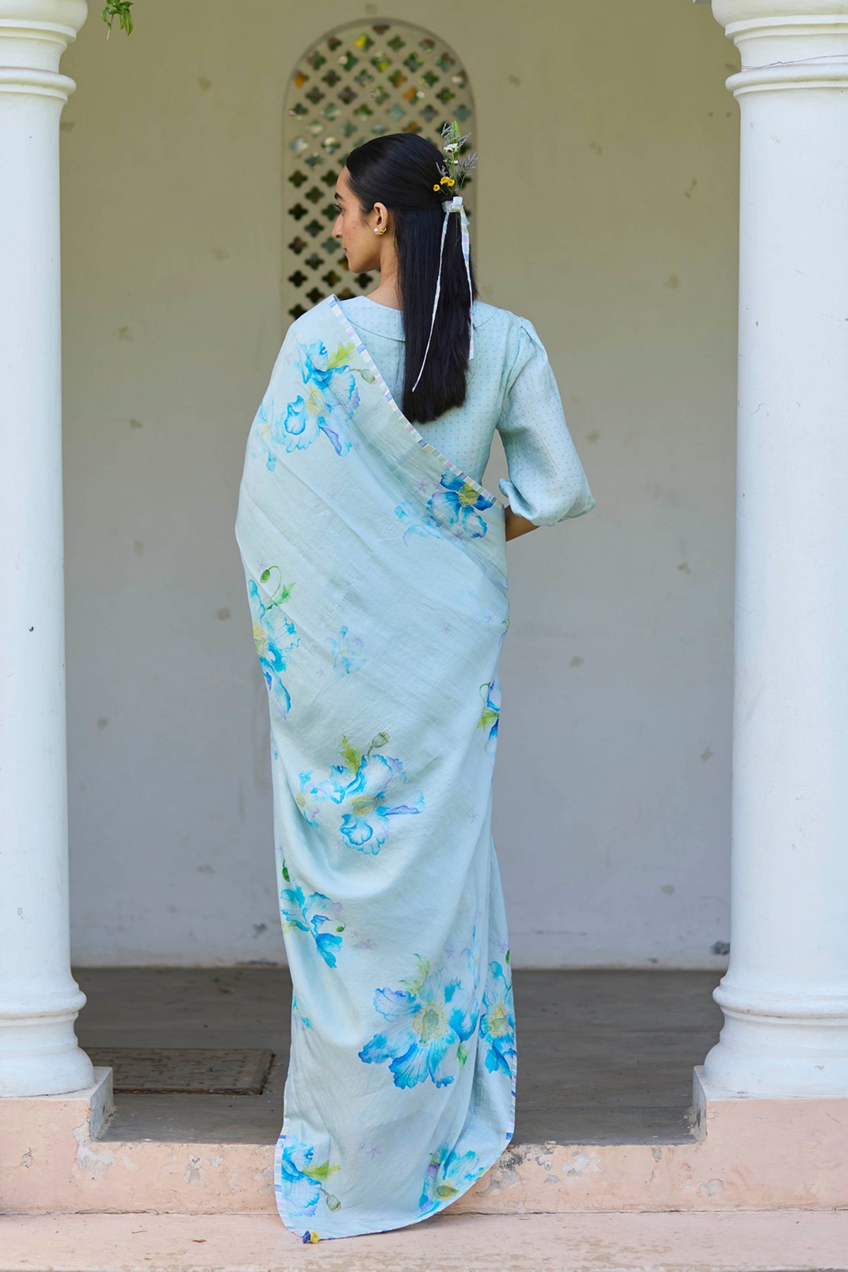 Aura Poppy Blue Saree