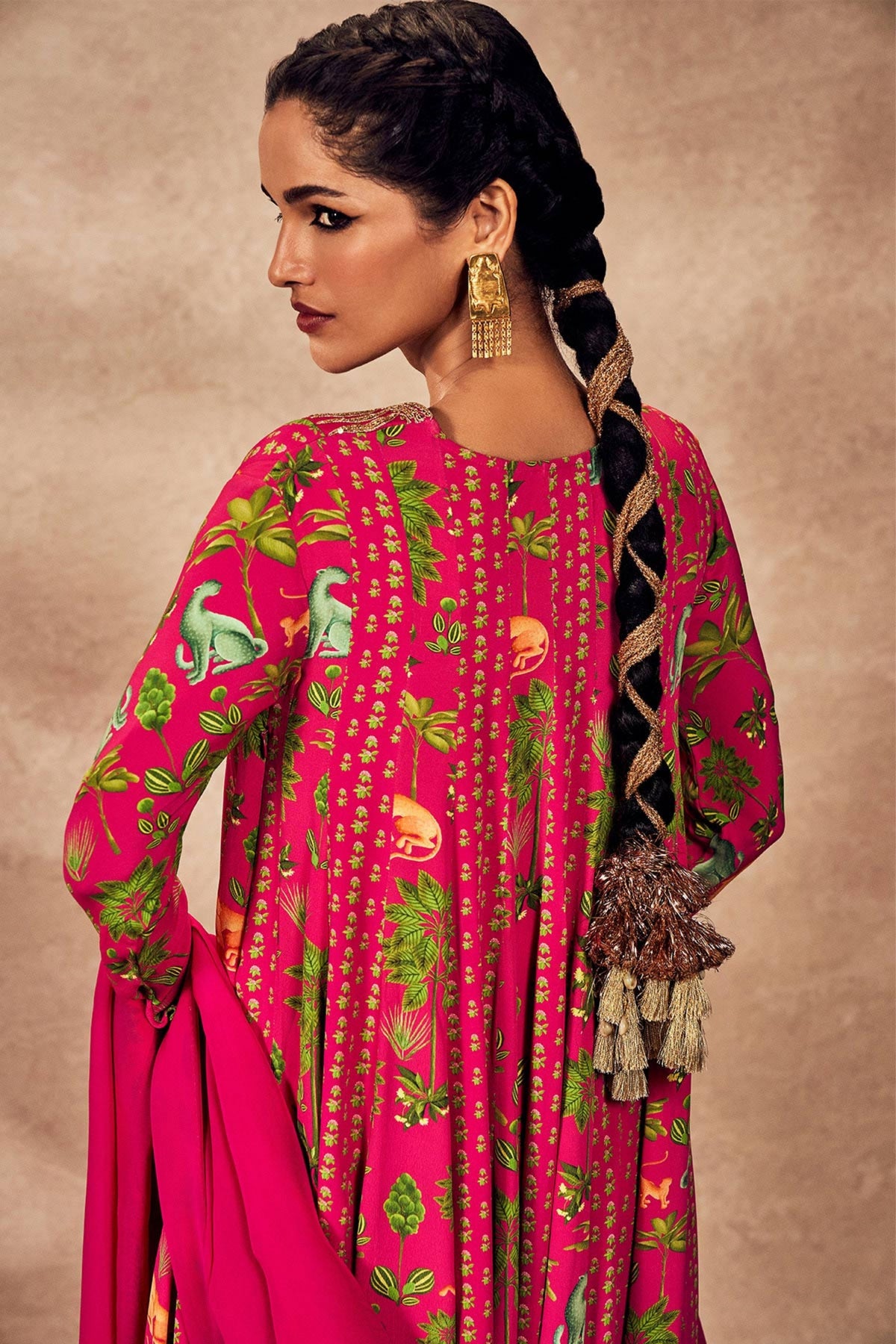 Pink Tropical Rhapsody Anarkali Set