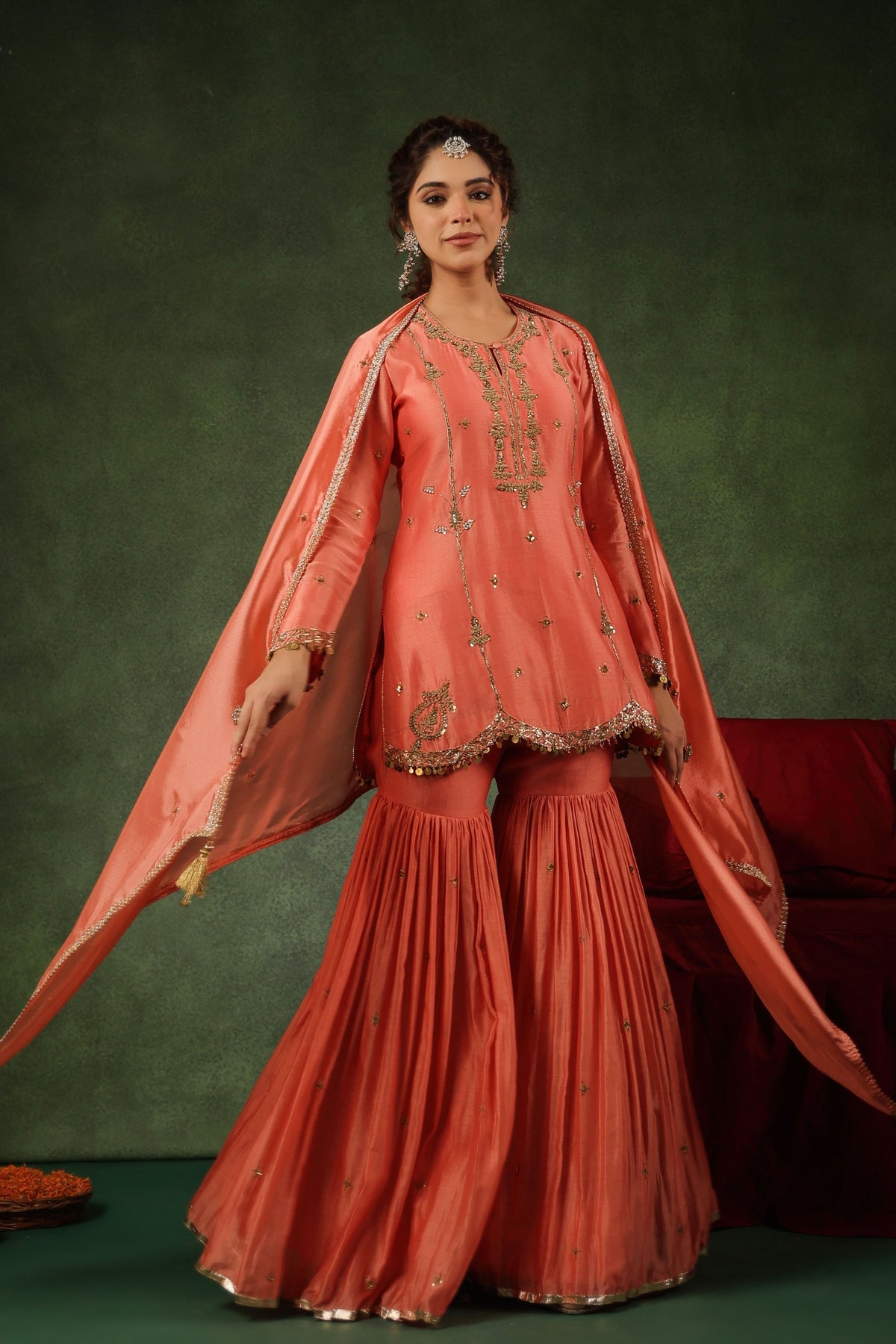 Peach Pakeezah Narangi Sharara Set