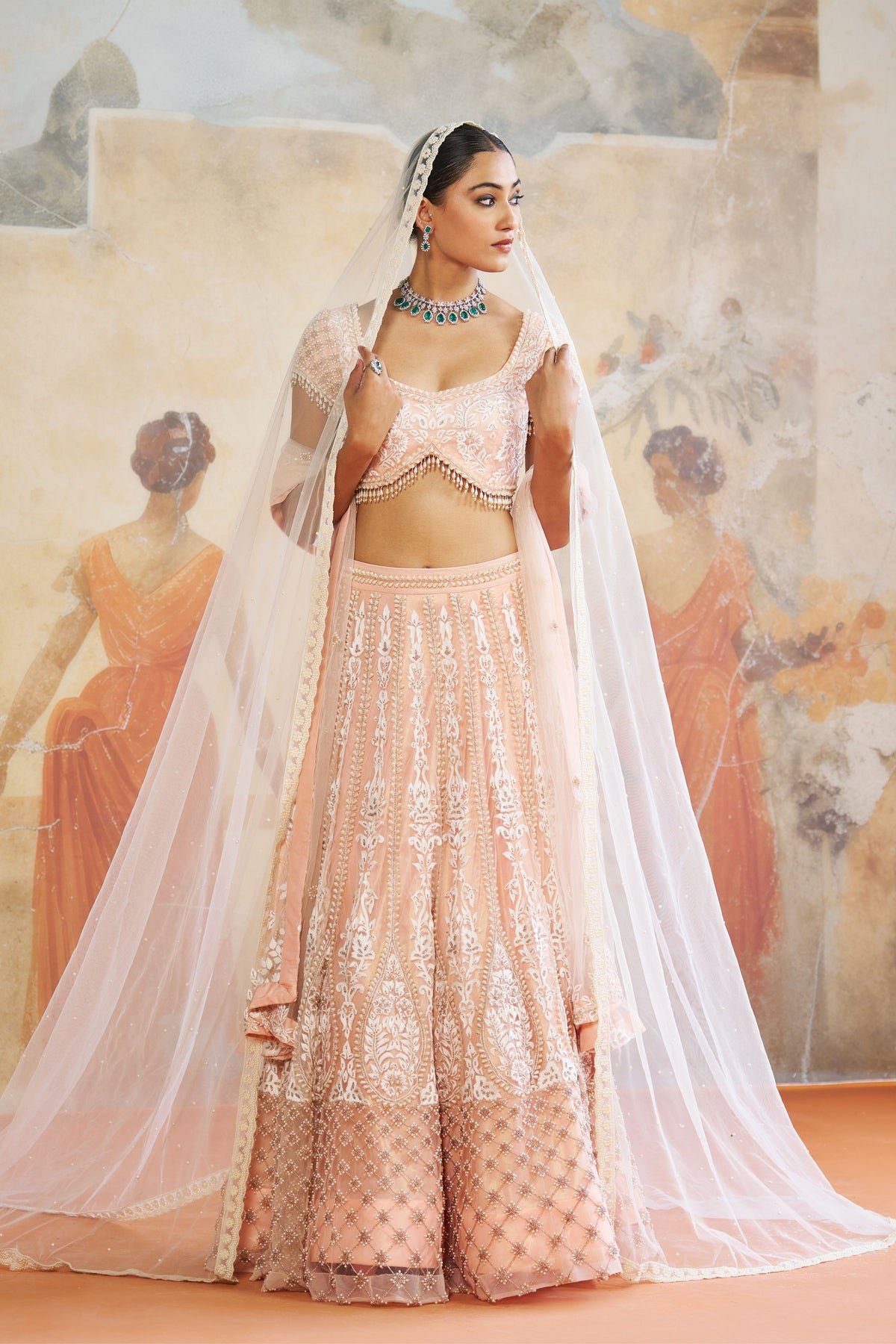 Peach Pearl Lehenga Set